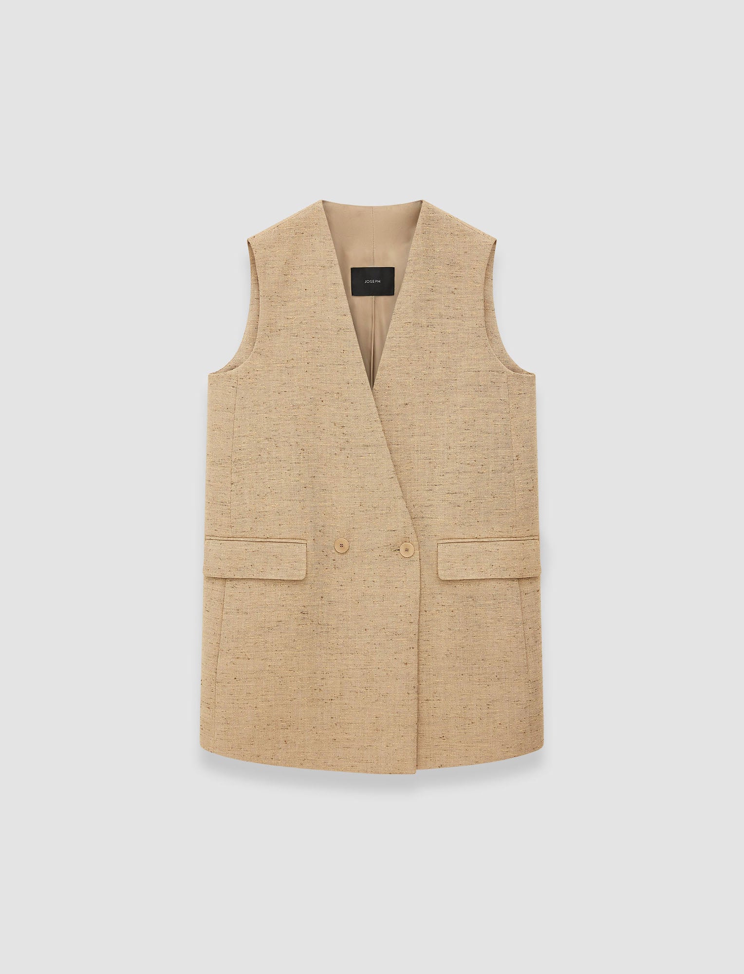 beige-speckled-silk-linen-arago-waistcoat-JOSEPH