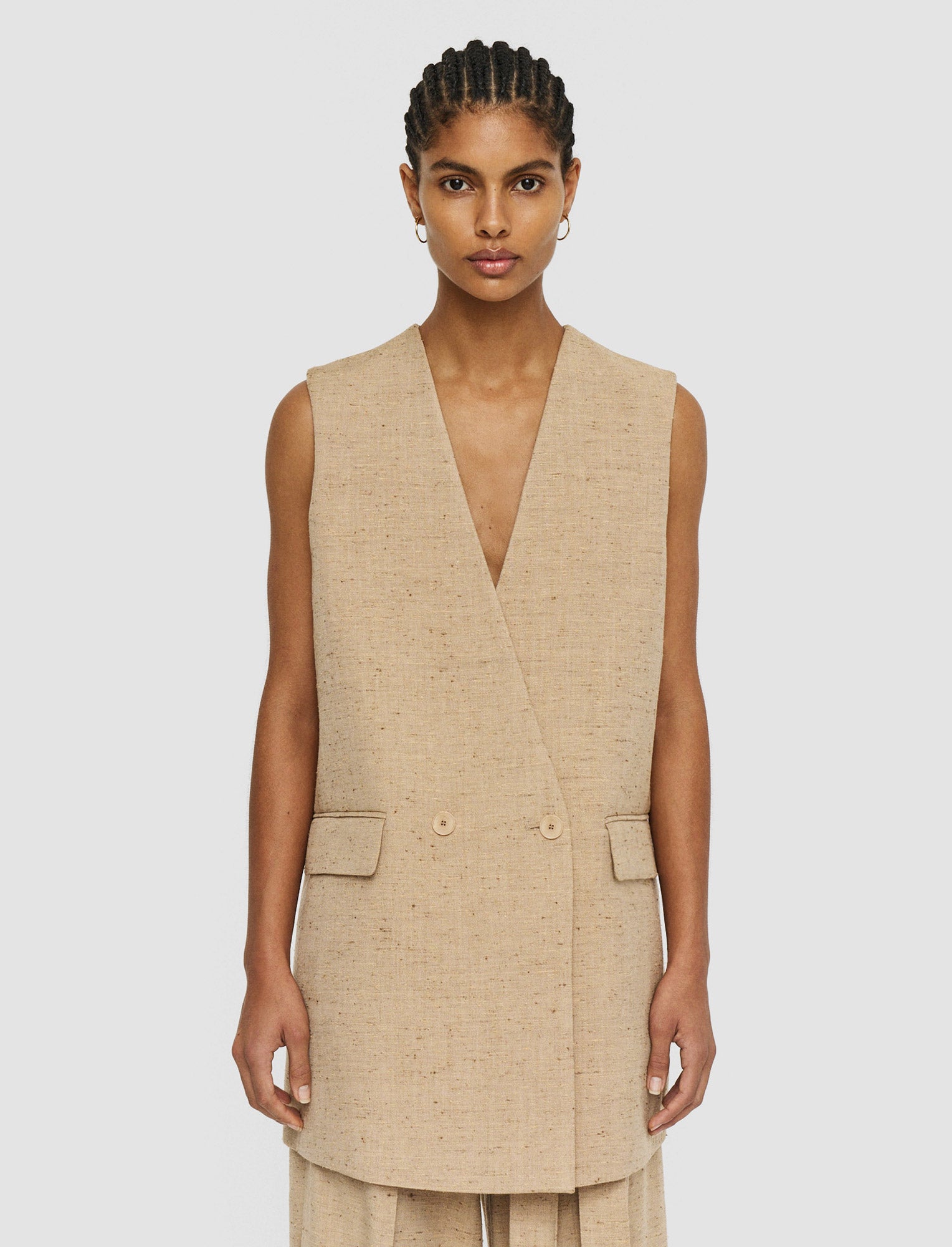 beige-gilet-arago-en-lin-et-soie-effet-mouchete-JOSEPH