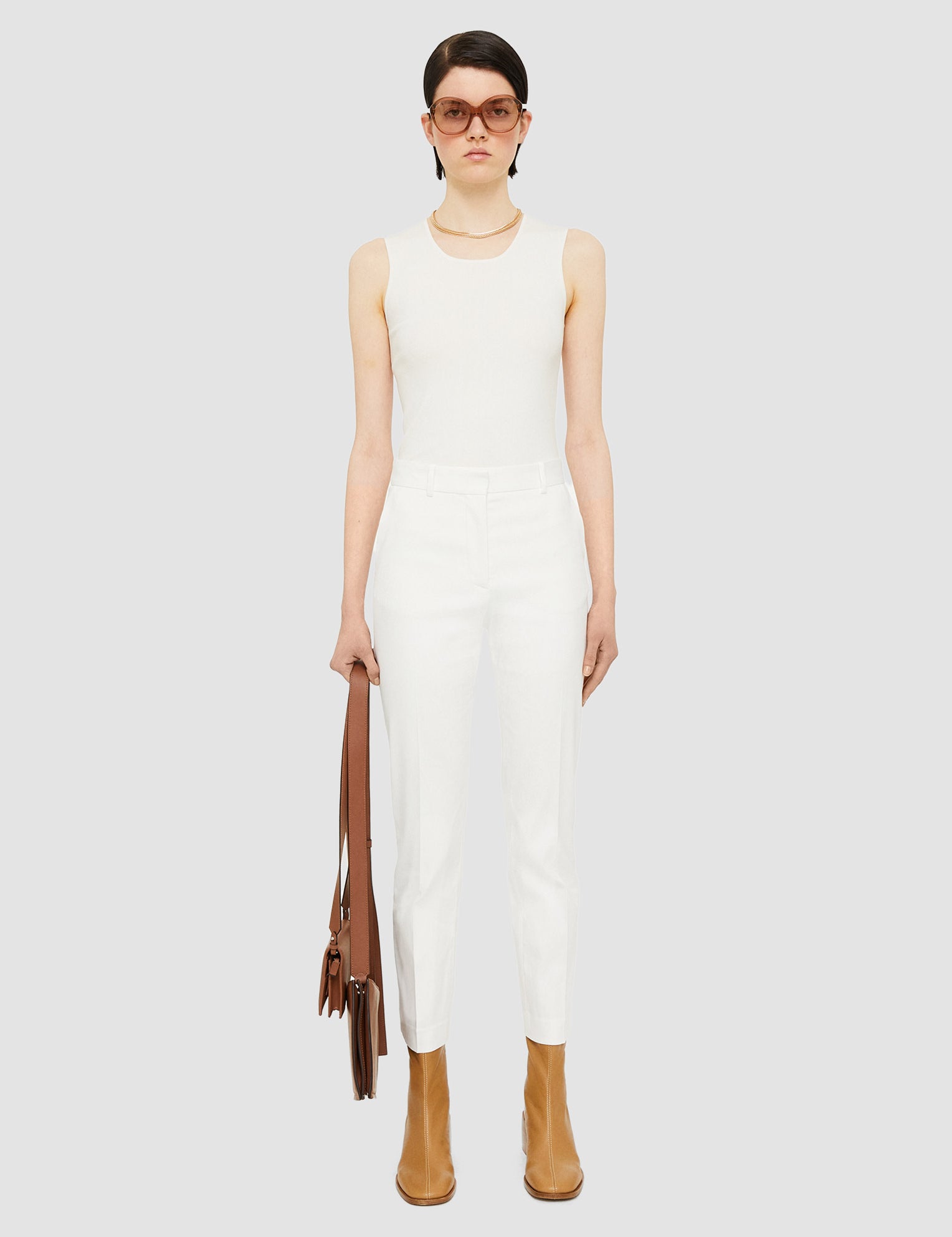 White Light Gabardine Stretch Coleman Trousers - Joseph