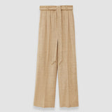 Beige Speckled Silk Linen Atlas Trousers - Joseph