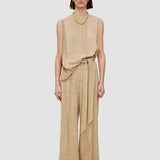 Beige Speckled Silk Linen Atlas Trousers - Joseph