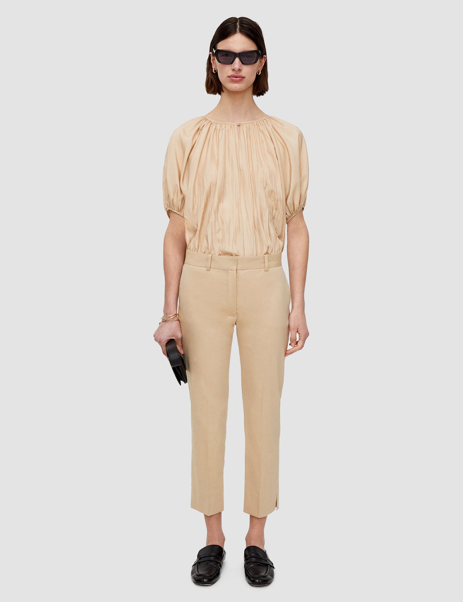 Beige Bing Court Light Gabardine Stretch Trousers - Joseph