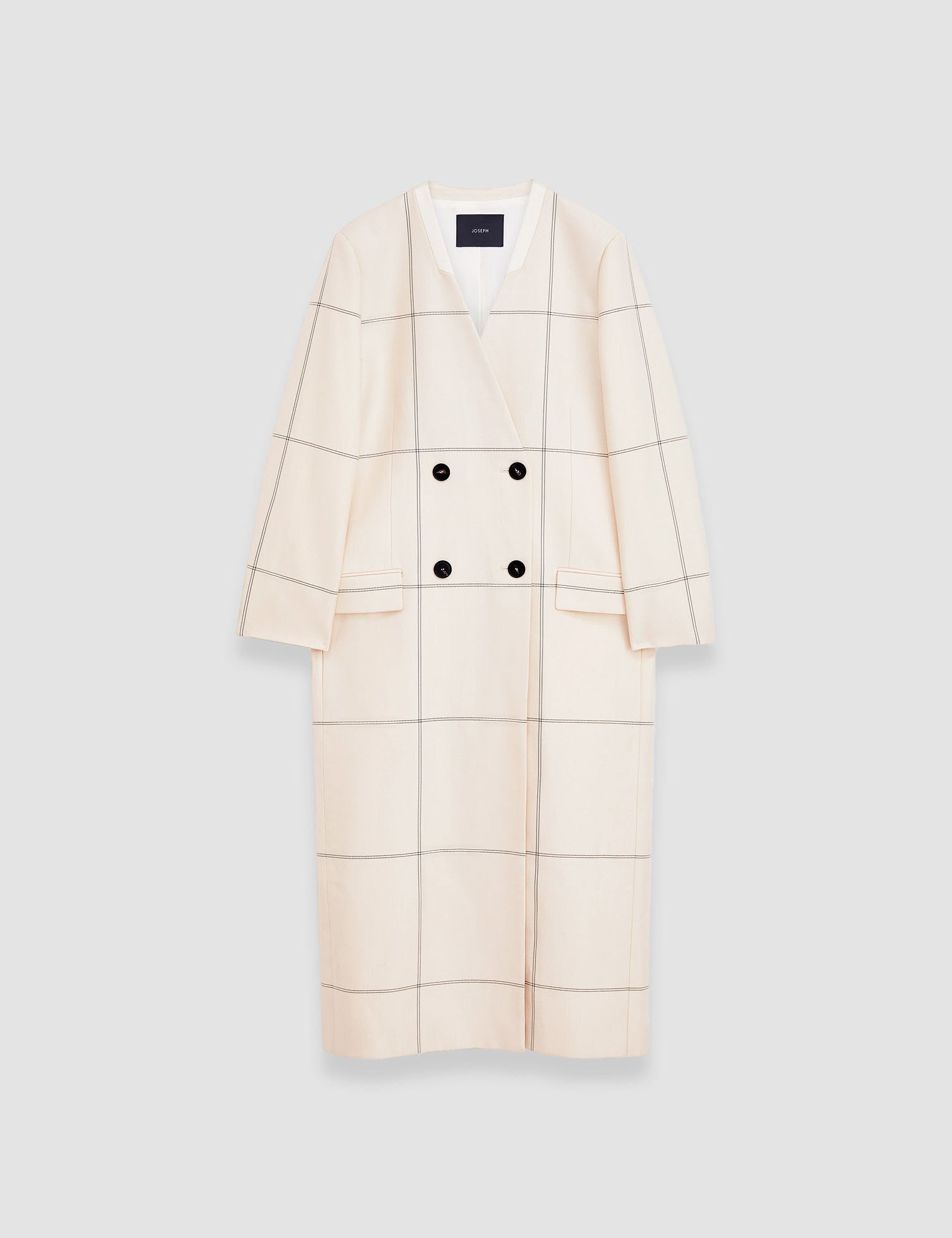 White Wool Tartan Lalo Coat - Joseph