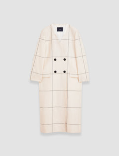 White Wool Tartan Lalo Coat - Joseph