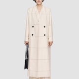 White Wool Tartan Lalo Coat - Joseph