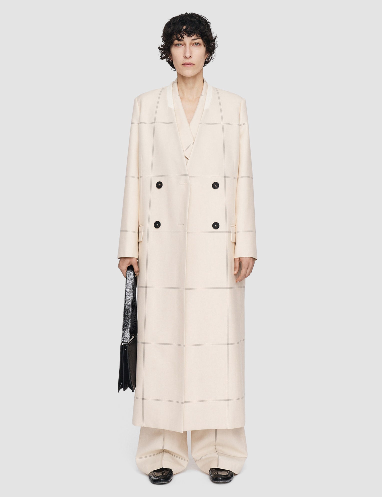 White Wool Tartan Lalo Coat - Joseph