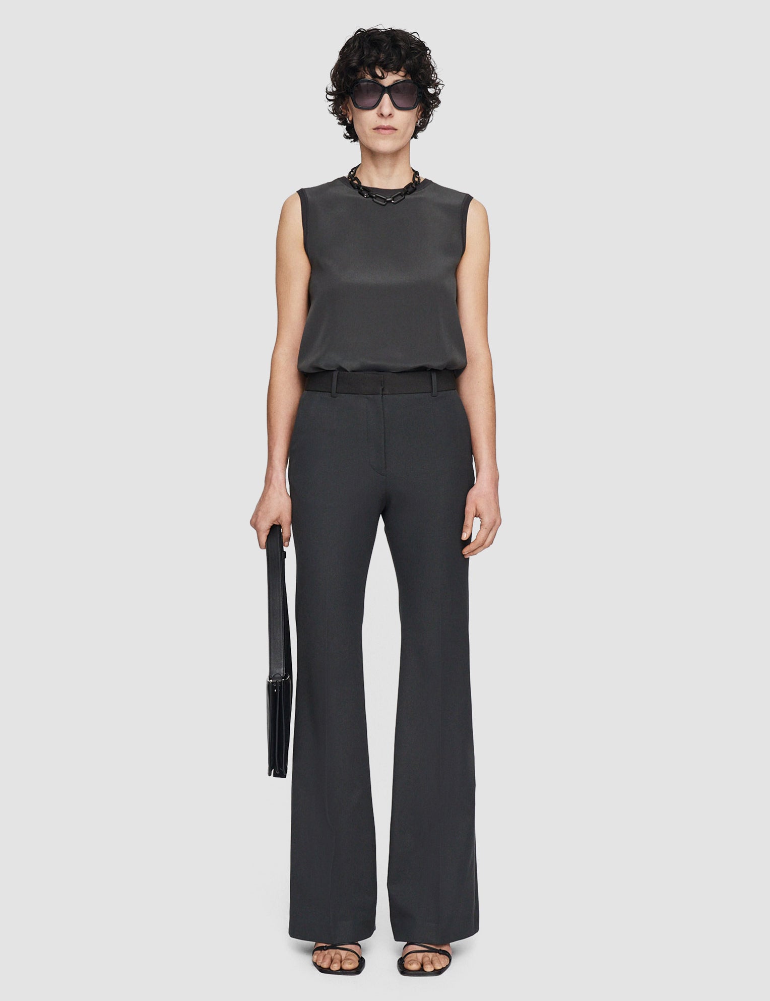 Grey Tafira Gabardine Stretch Trousers - Joseph