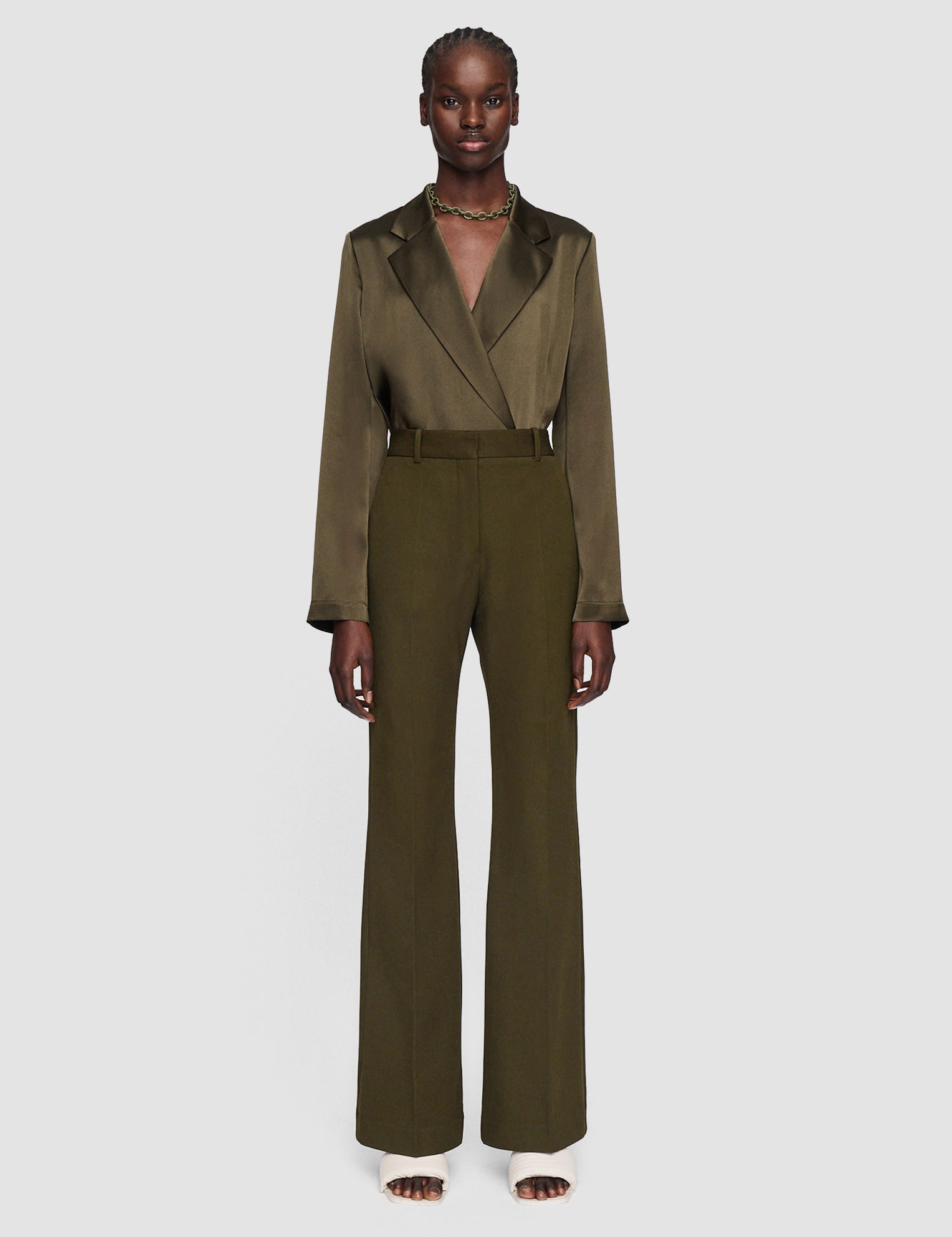 Green Tafira Gabardine Stretch Trousers - Joseph