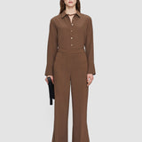 Brown Alane Comfort Cady Trousers - Joseph