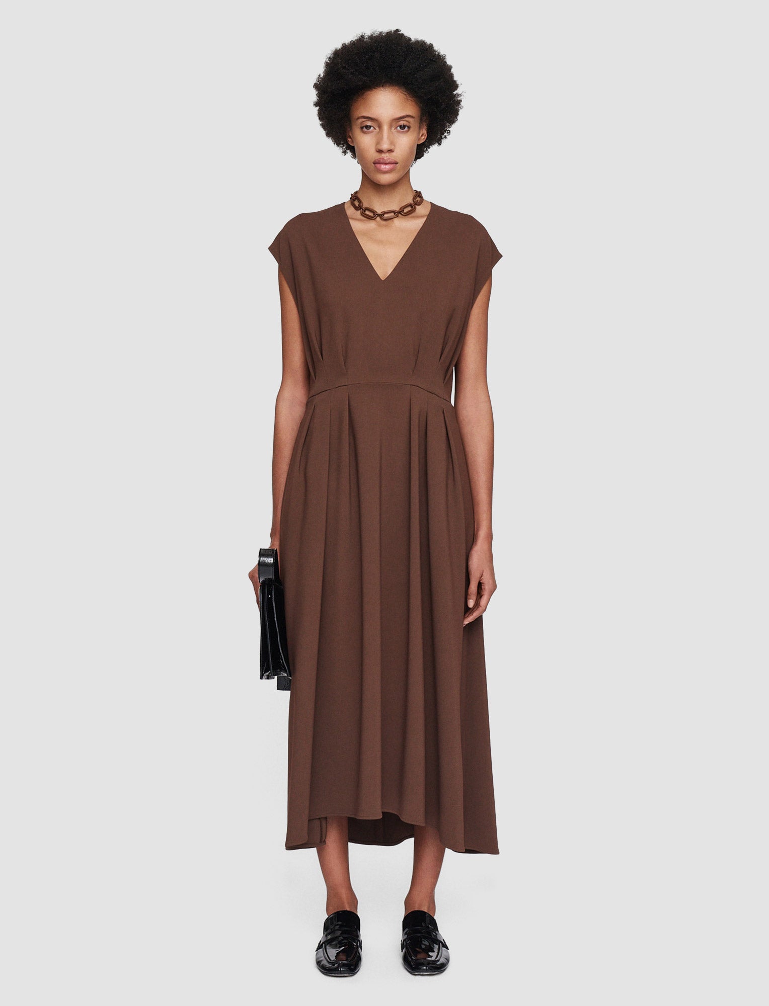 brown-comfort-cady-turot-dress-JOSEPH