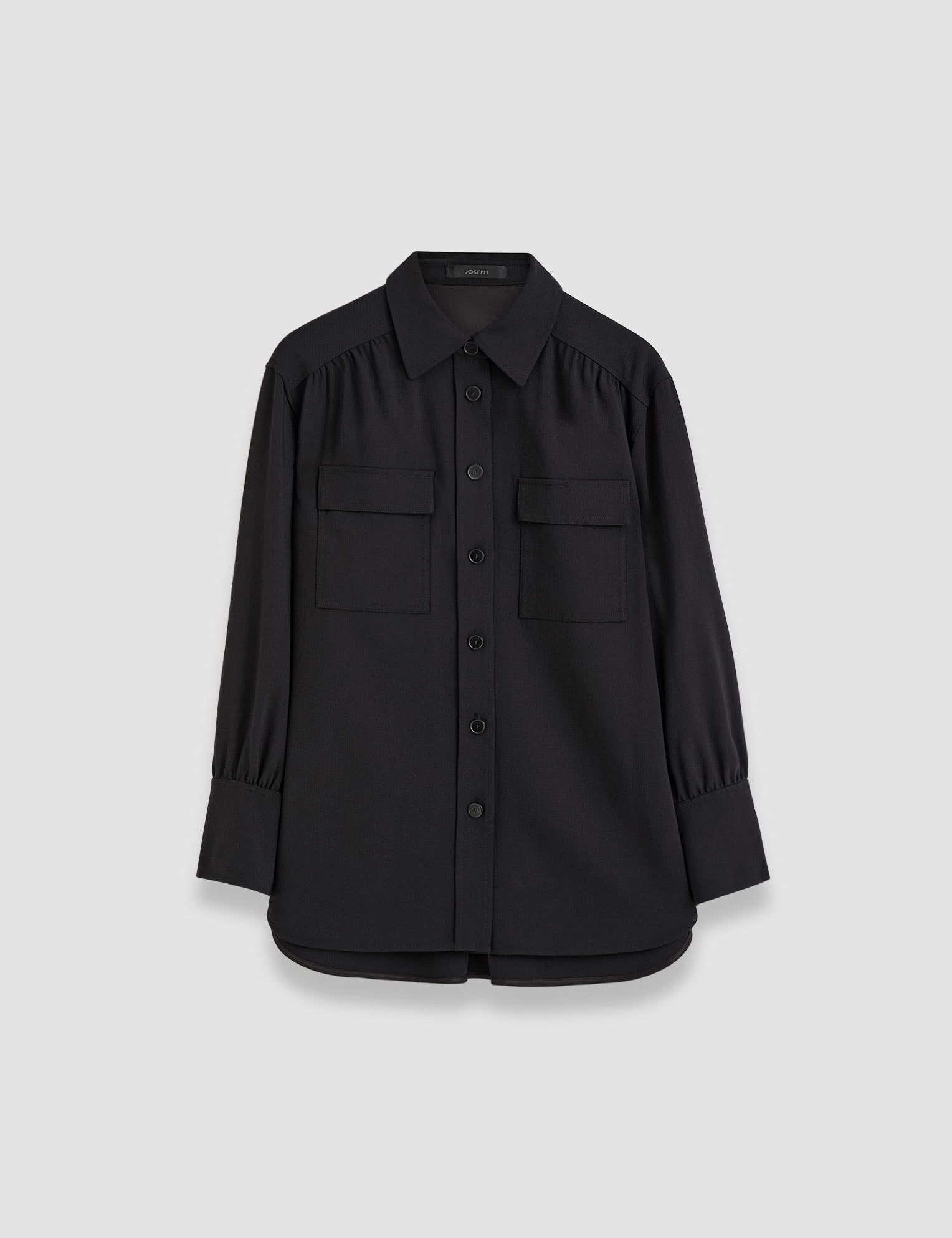 Black Perle Fluid Twill Wool Shirt - Joseph