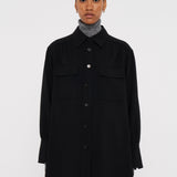 Black Perle Fluid Twill Wool Shirt - Joseph