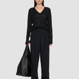 Black Alexis Fluid Twill Wool Trousers - Joseph