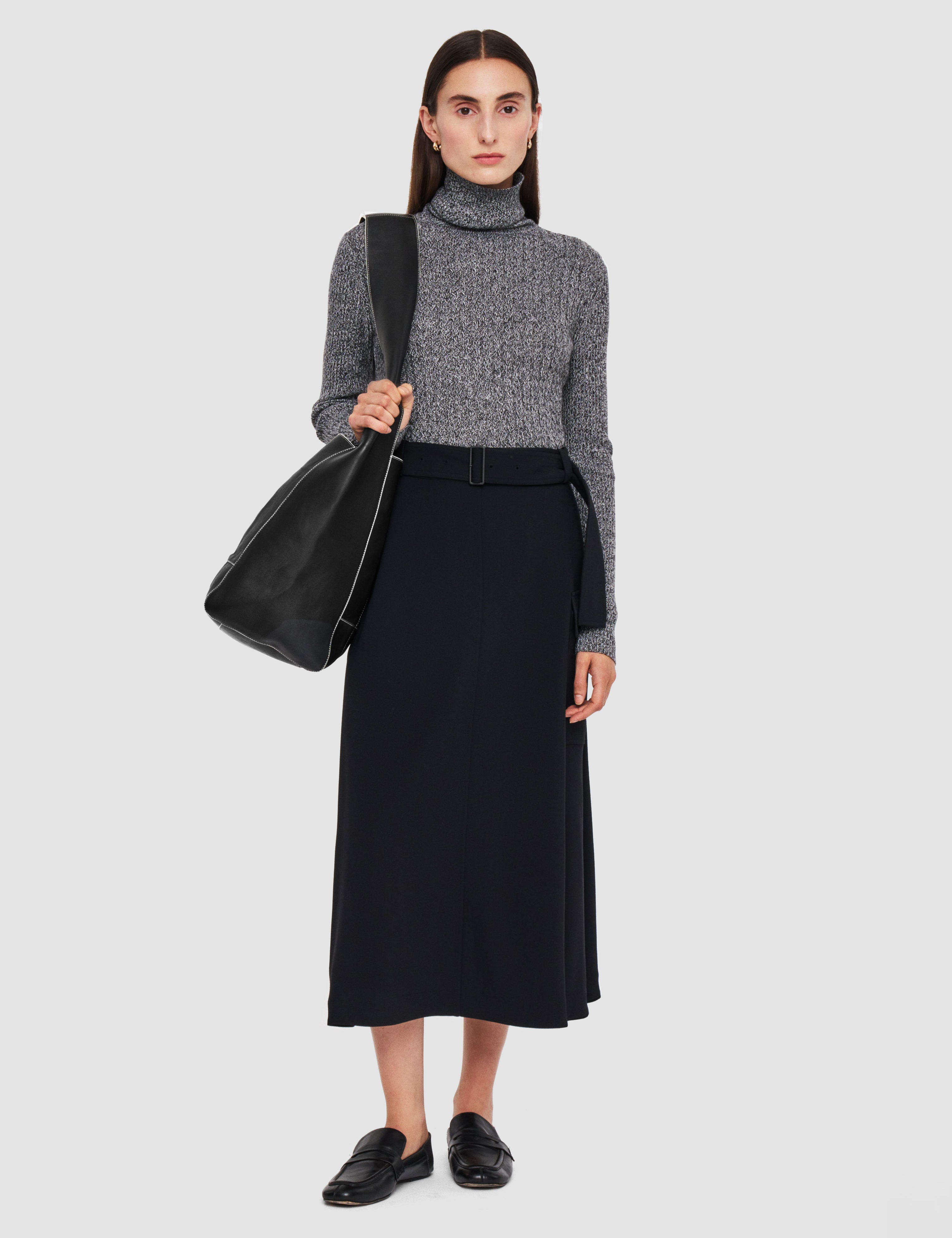 Black Pernette Fluid Twill Wool Skirt - Joseph