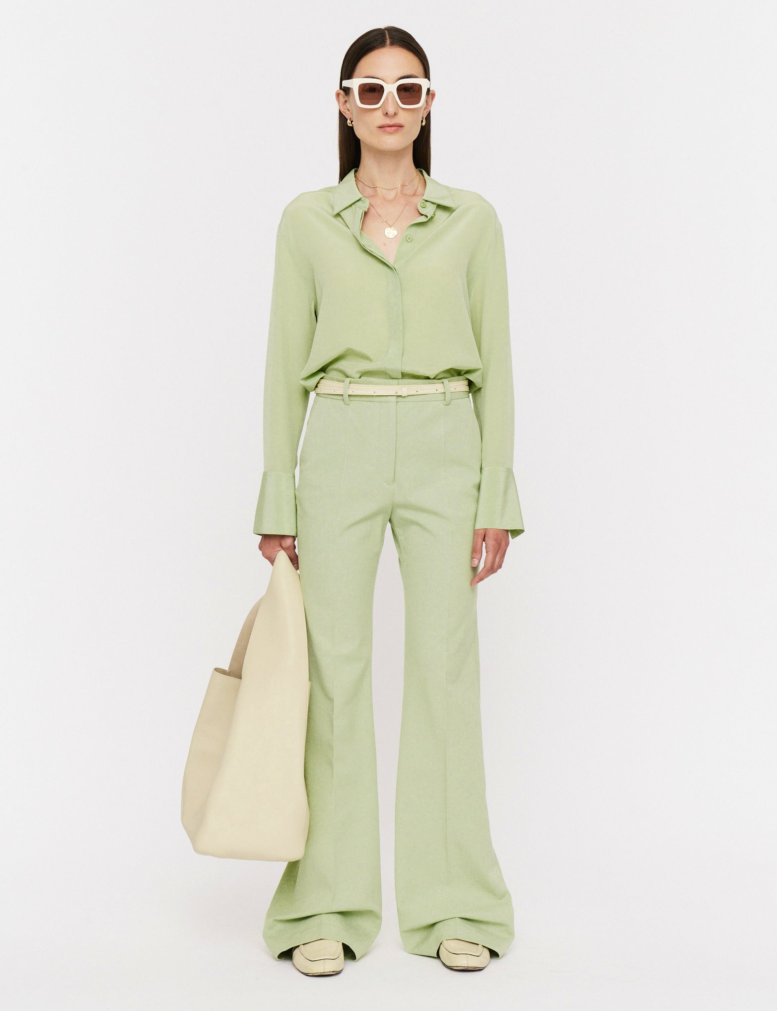 Green Tafira Gabardine Stretch Trousers - Joseph