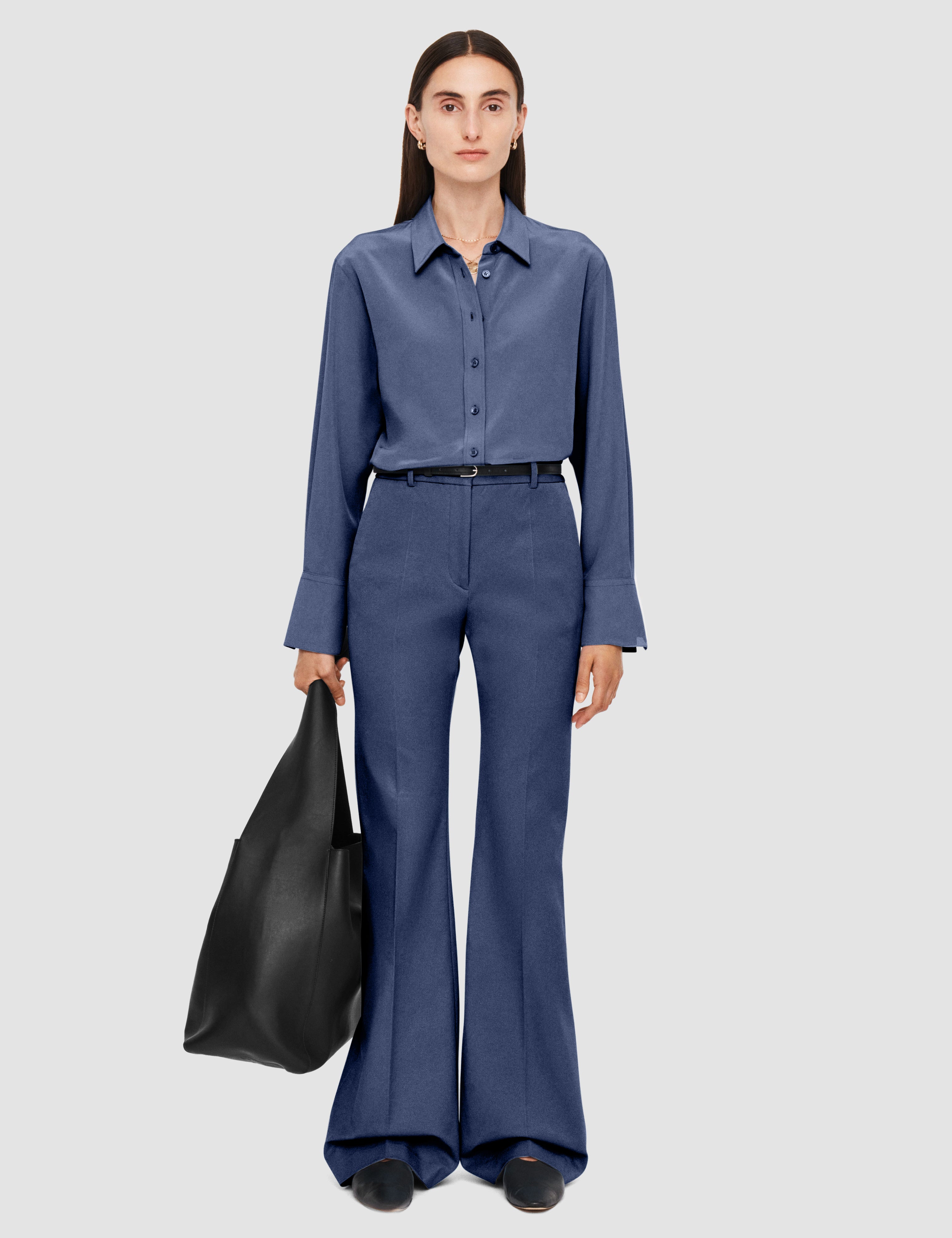 Blue Tafira Gabardine Stretch Trousers - Joseph