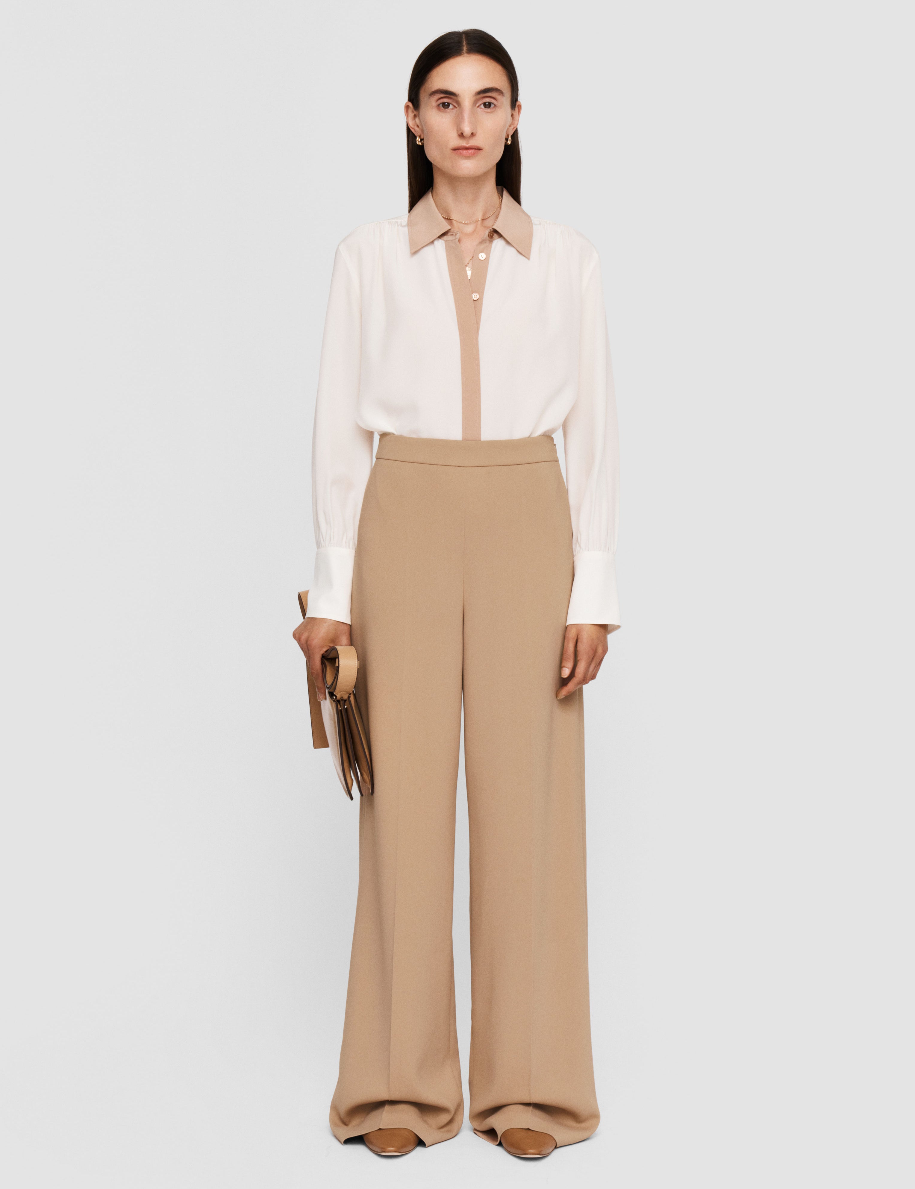 Beige Alane Comfort Cady Trousers - Joseph