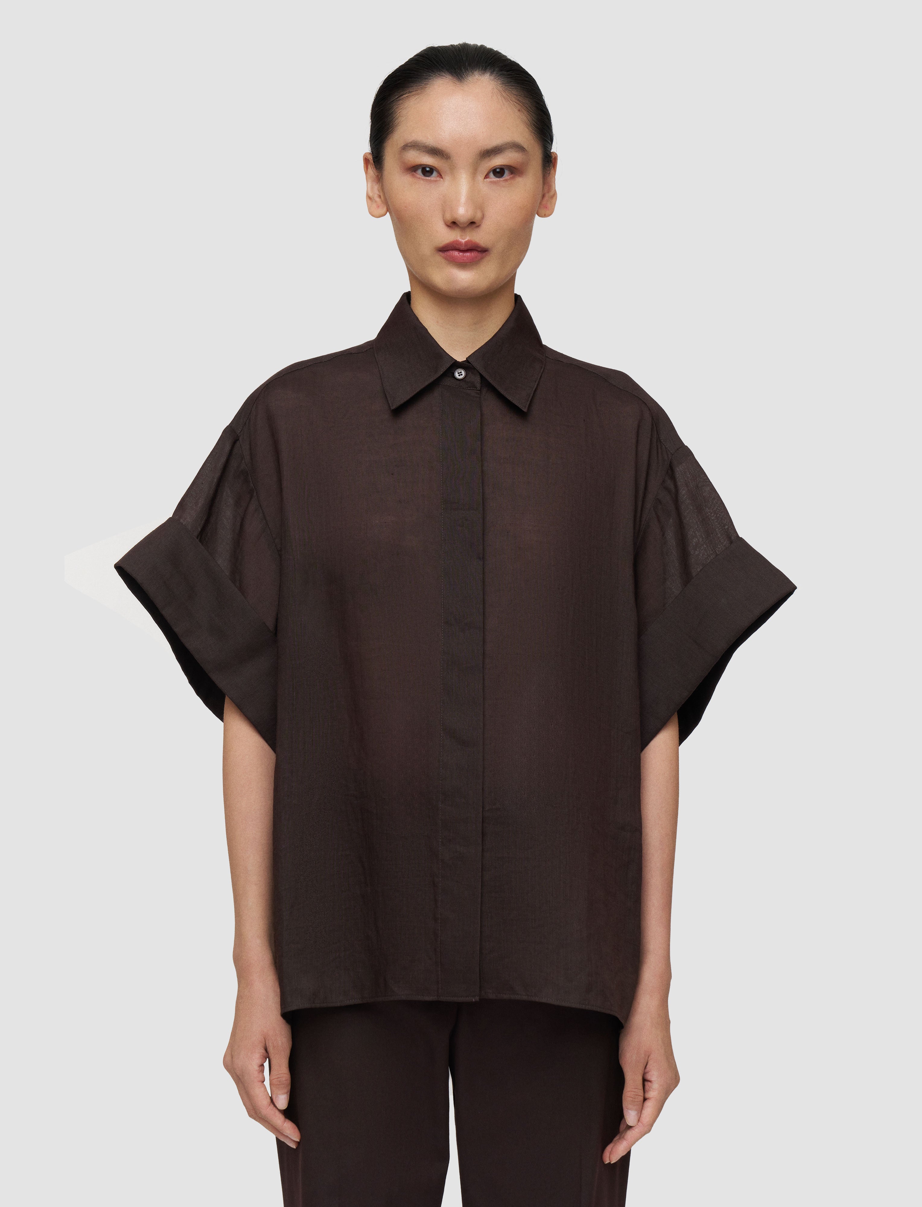 Justi Ramie Voile Shirt in Brown | JOSEPH US