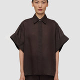 Brown Justi Ramie Voile Shirt - Joseph