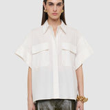 White Justo Poplin Cotton Shirt - Joseph