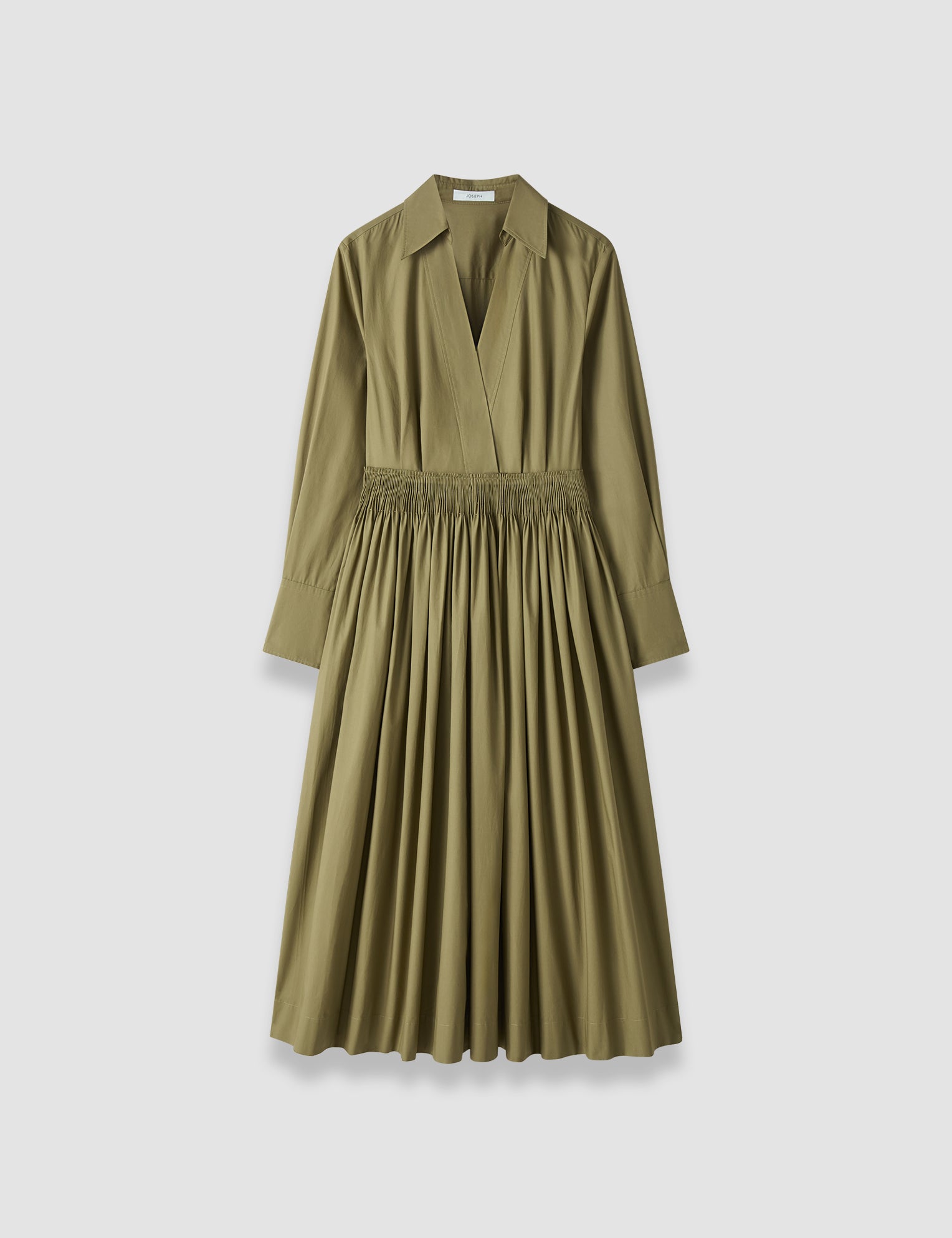 olive cotton dress Quince Women's Ribbed Long Sleeve V-Neck Midi Dress, Cotton Cashmere Blend in Olive, Size Large