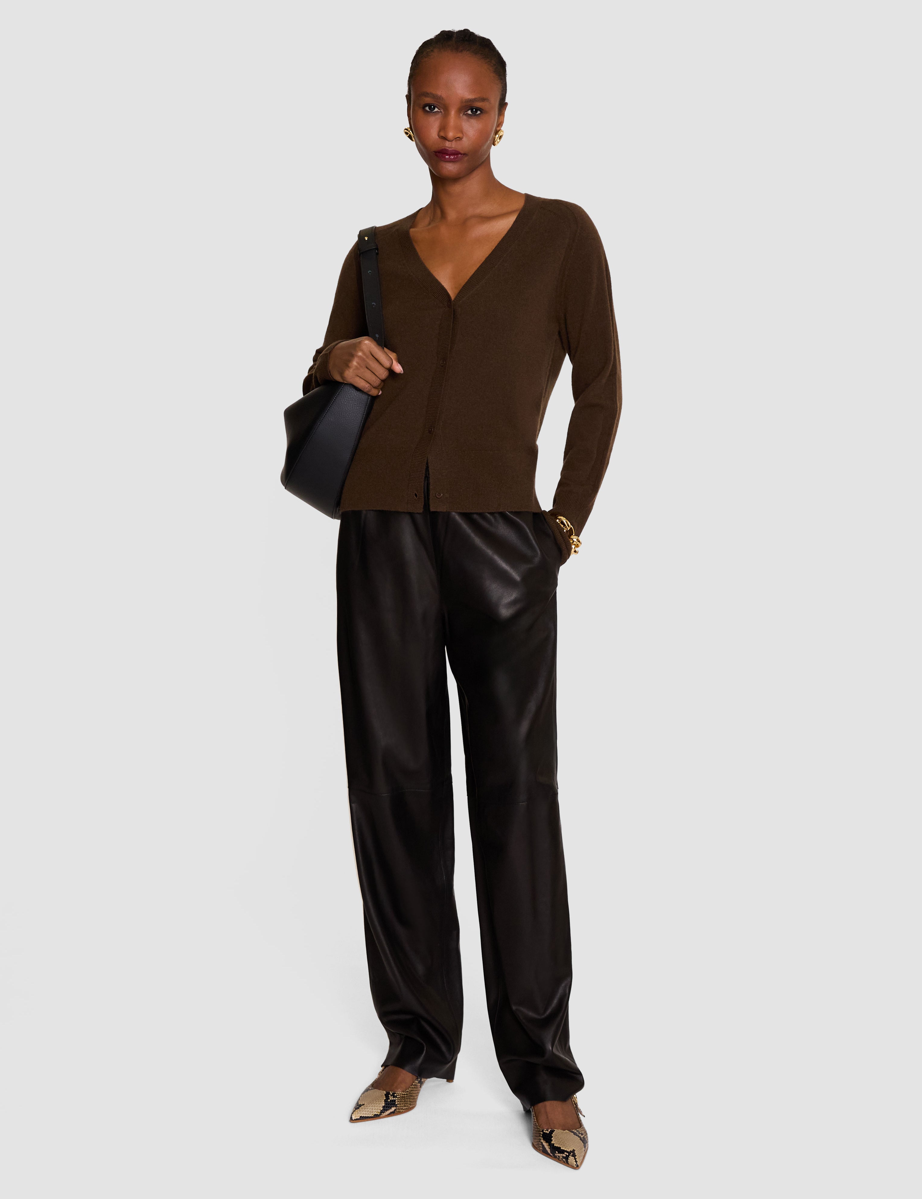 Brown Keane Light Pure Cashmere Cardigan - Joseph