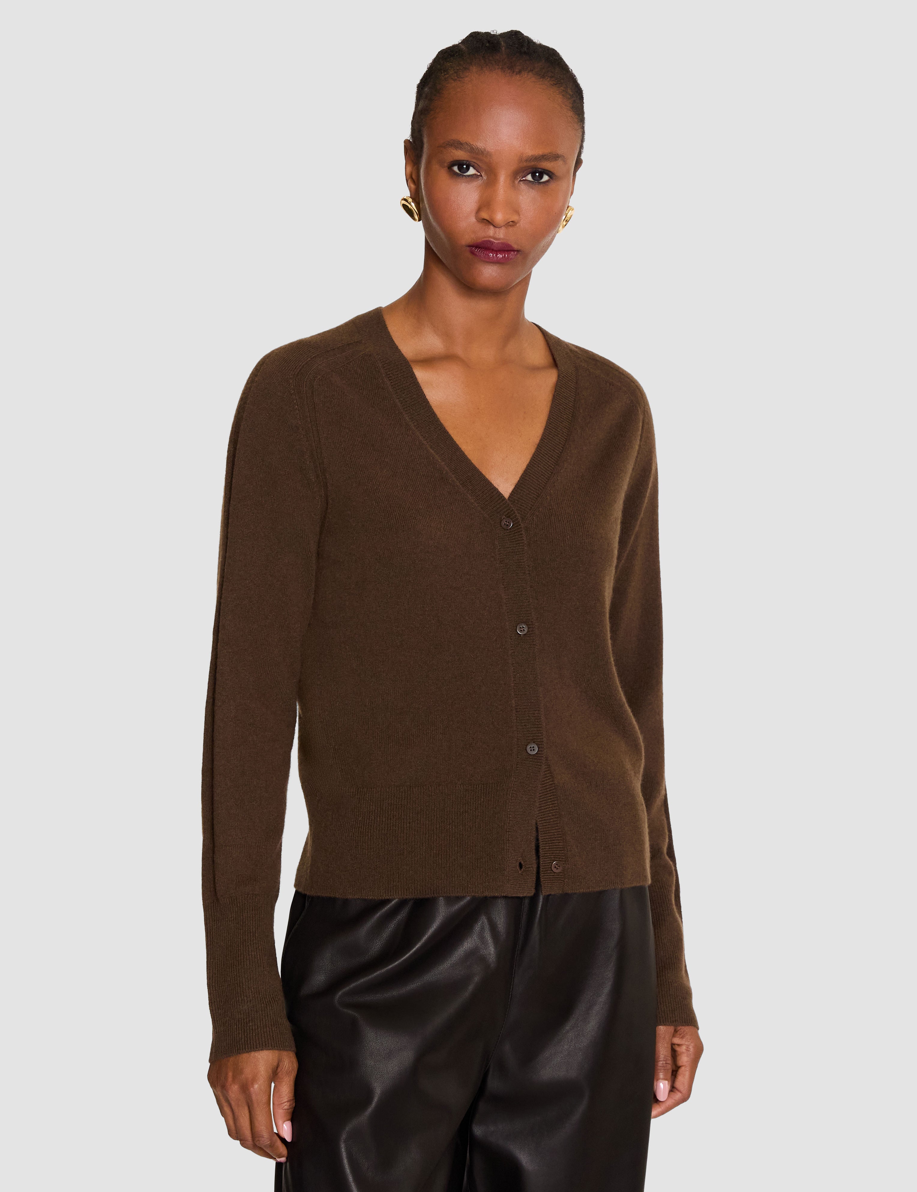 Brown Keane Light Pure Cashmere Cardigan - Joseph