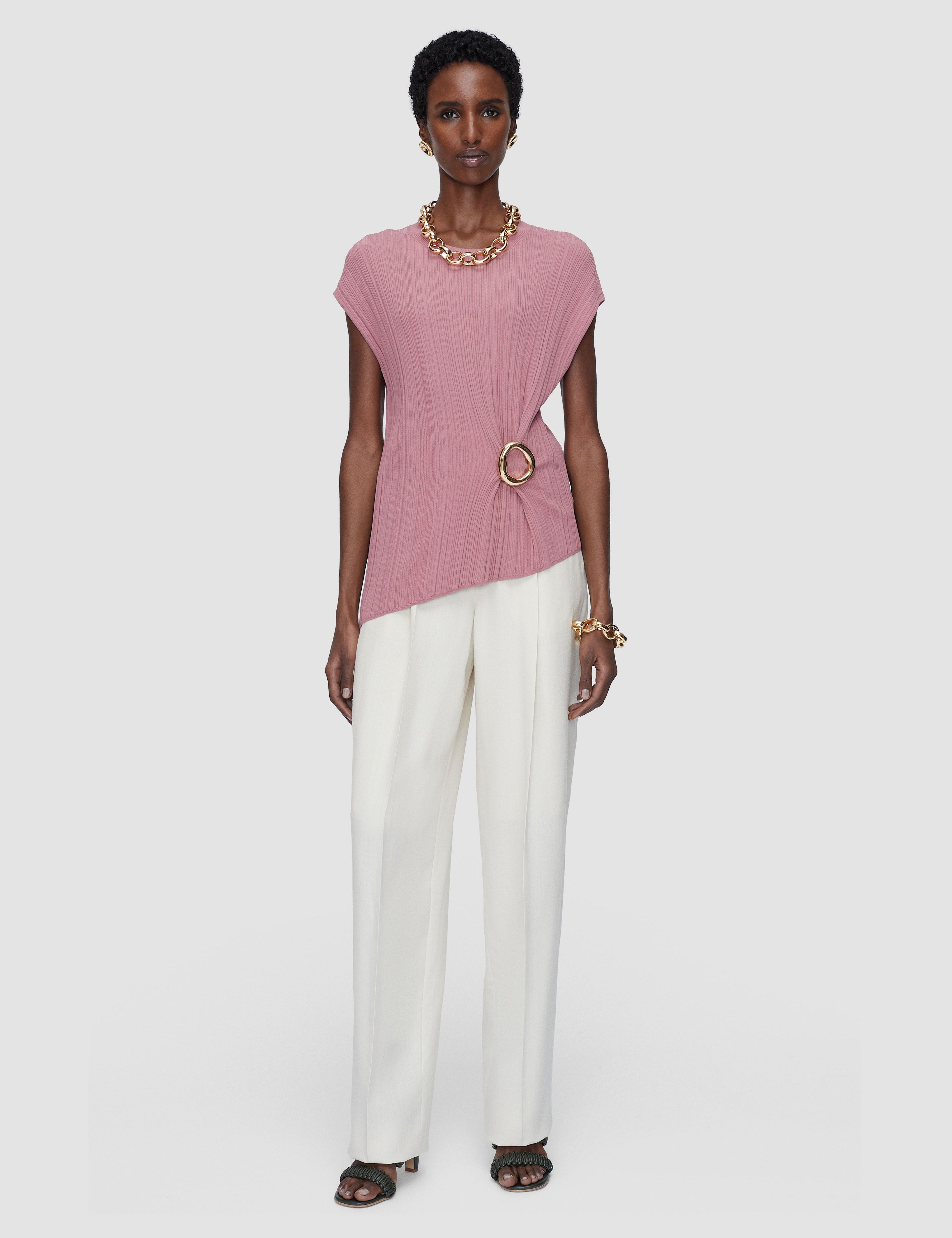 Pink Kenit Knit Plissé Top - Joseph