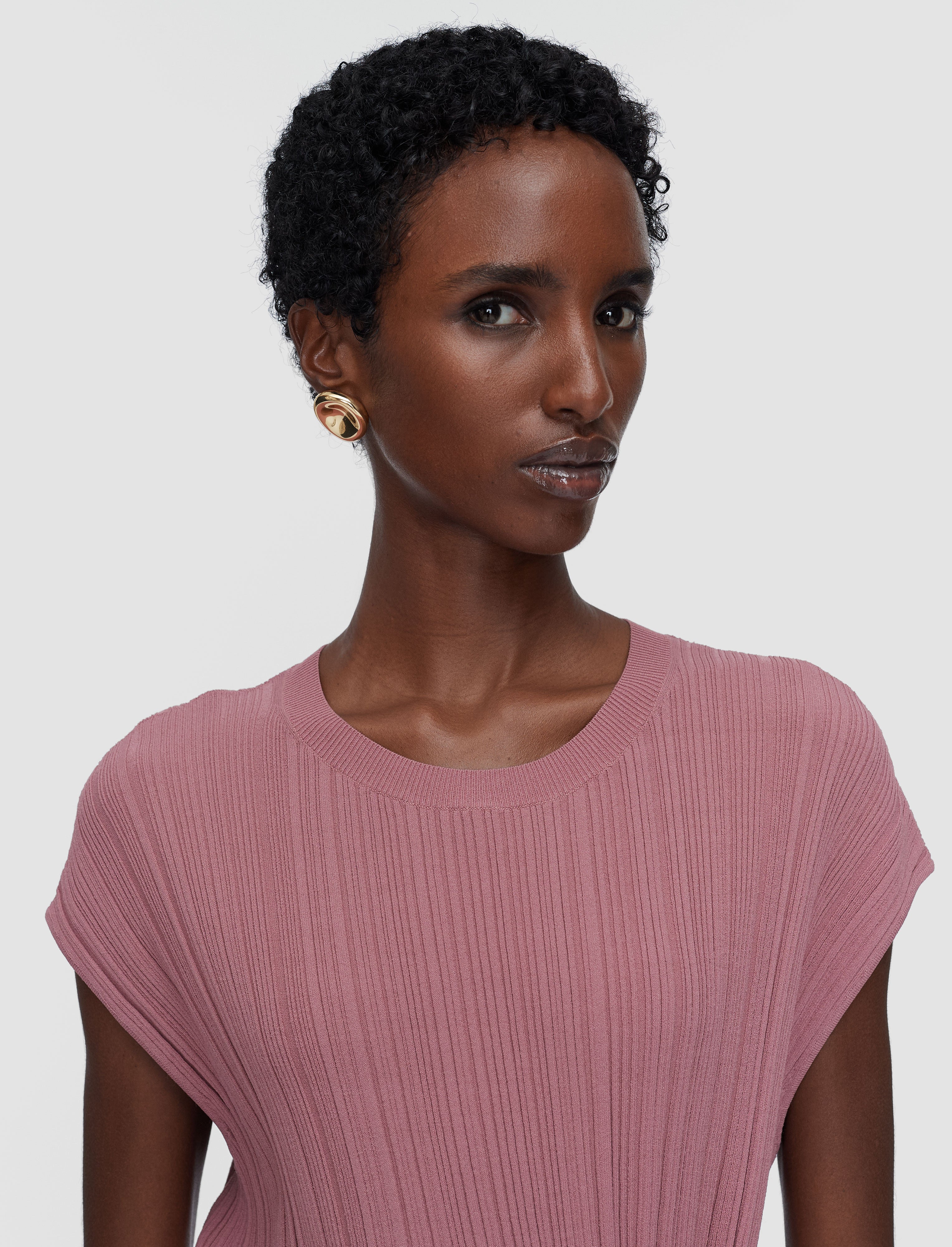 Kenit Knit Plissé Top in Pink | JOSEPH AT