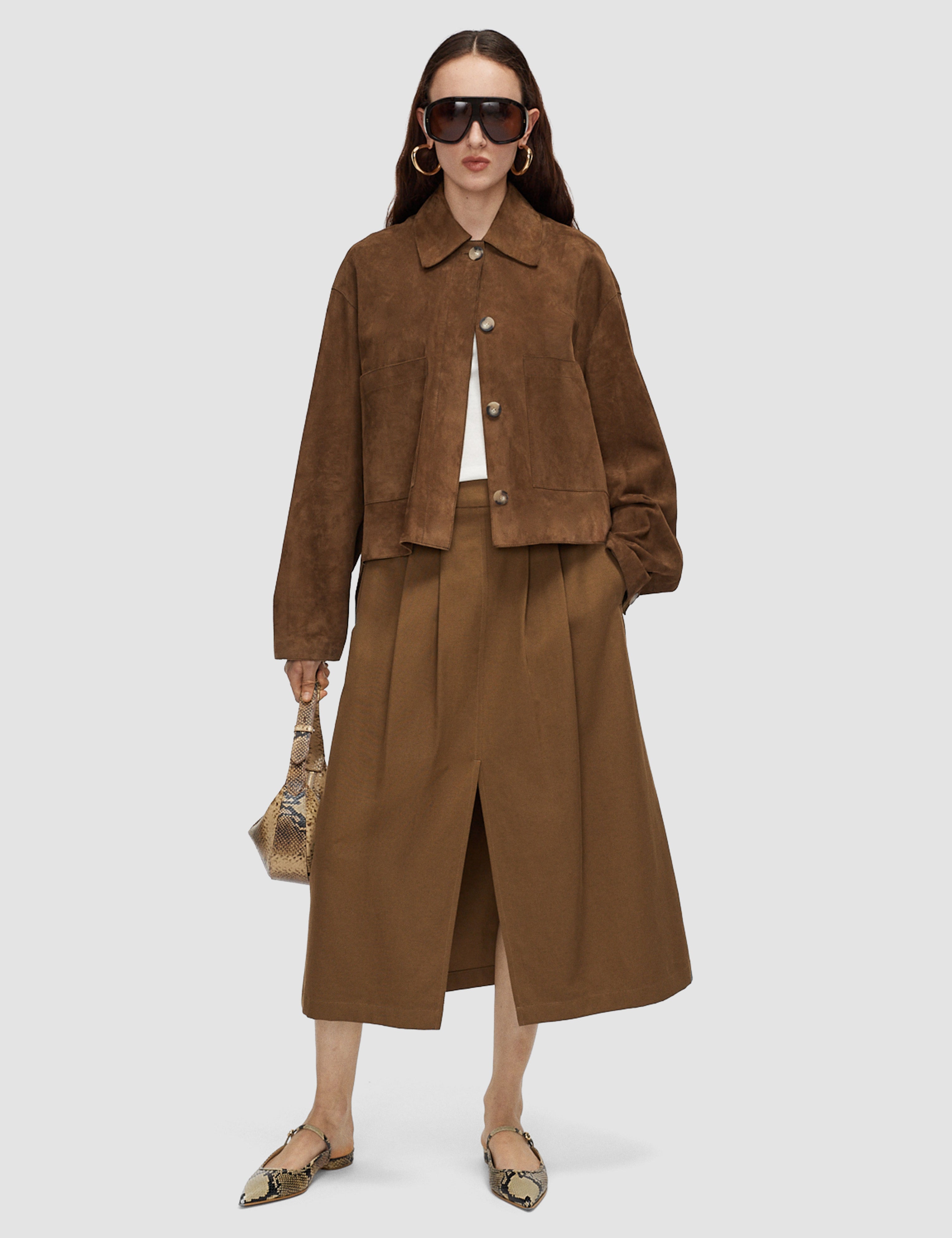 Brown Kharis Cotton Twill Skirt - Joseph