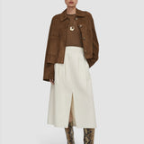 White Kharis Cotton Twill Skirt - Joseph
