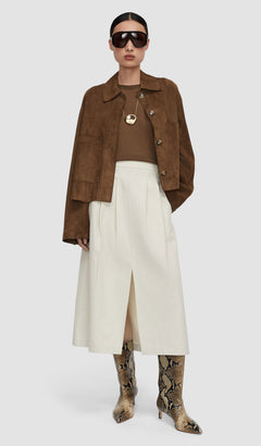 White Kharis Cotton Twill Skirt - Joseph