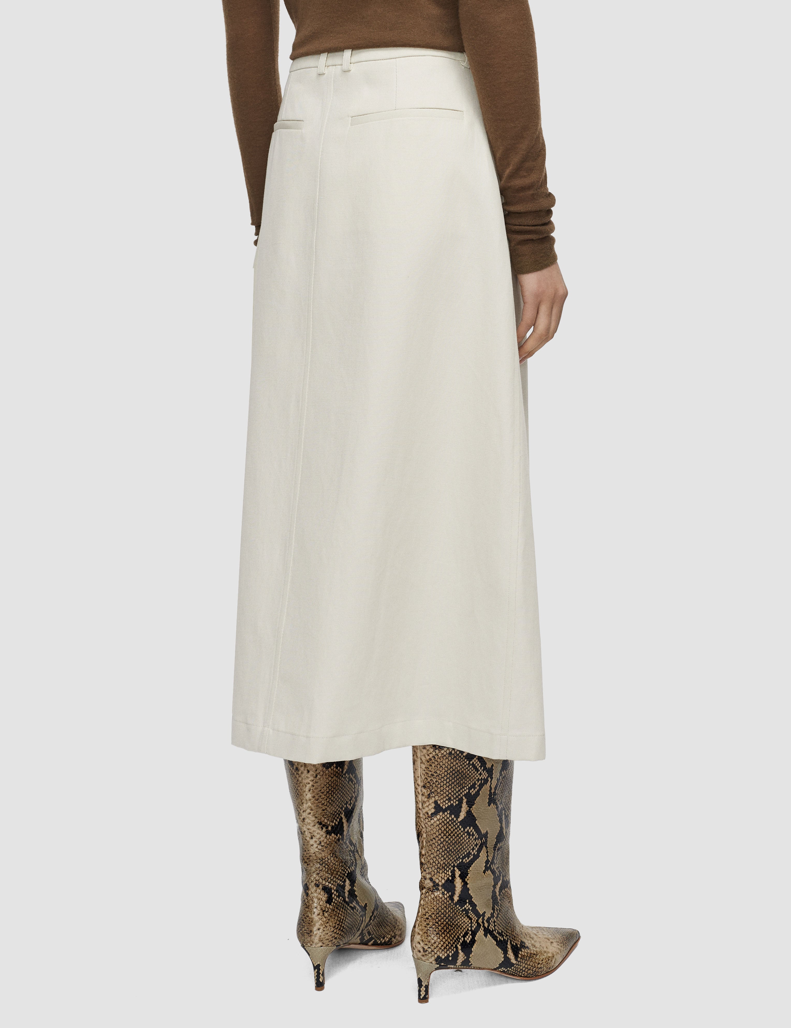 White Kharis Cotton Twill Skirt - Joseph
