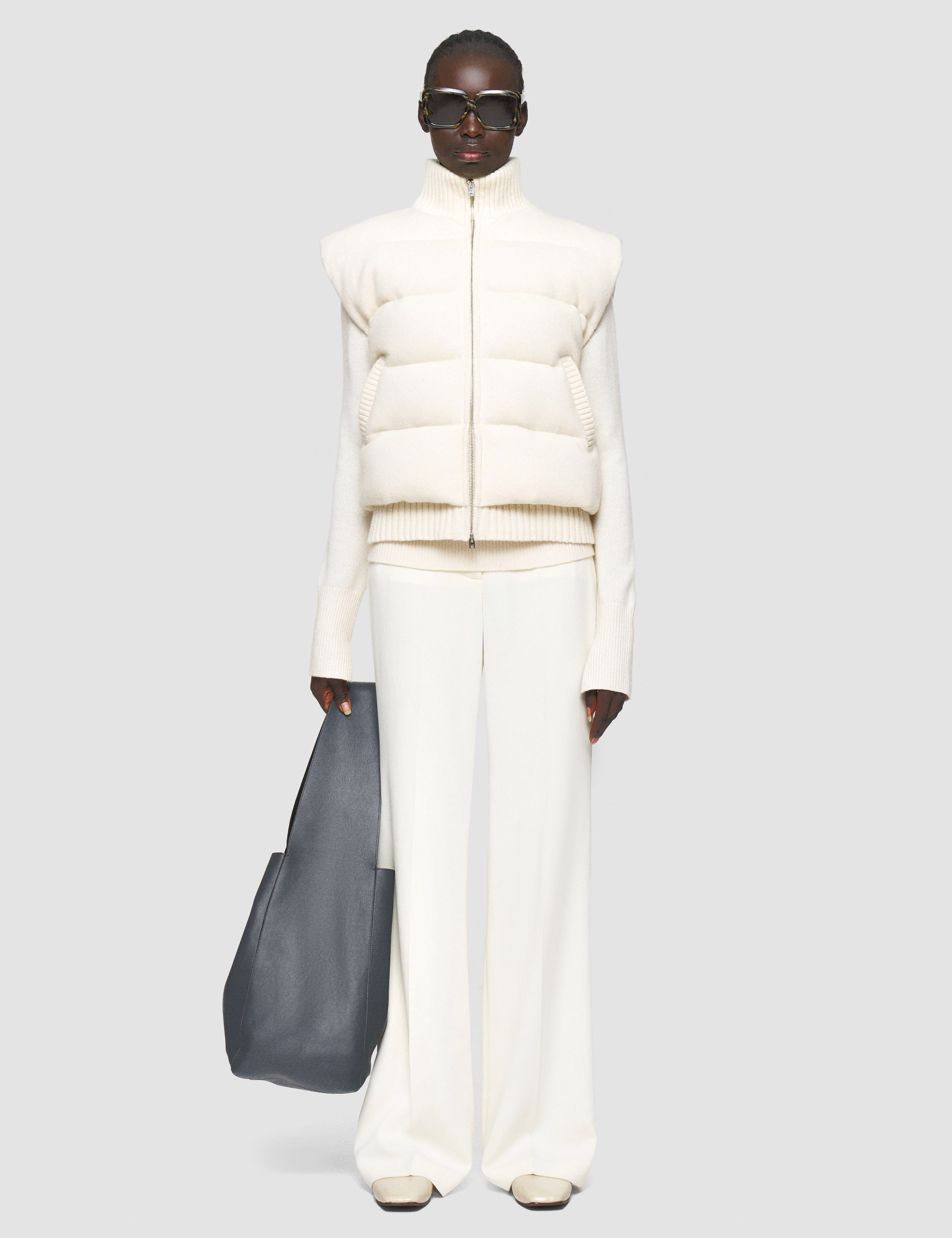 White Knitted Down Puffer Gilet - Joseph