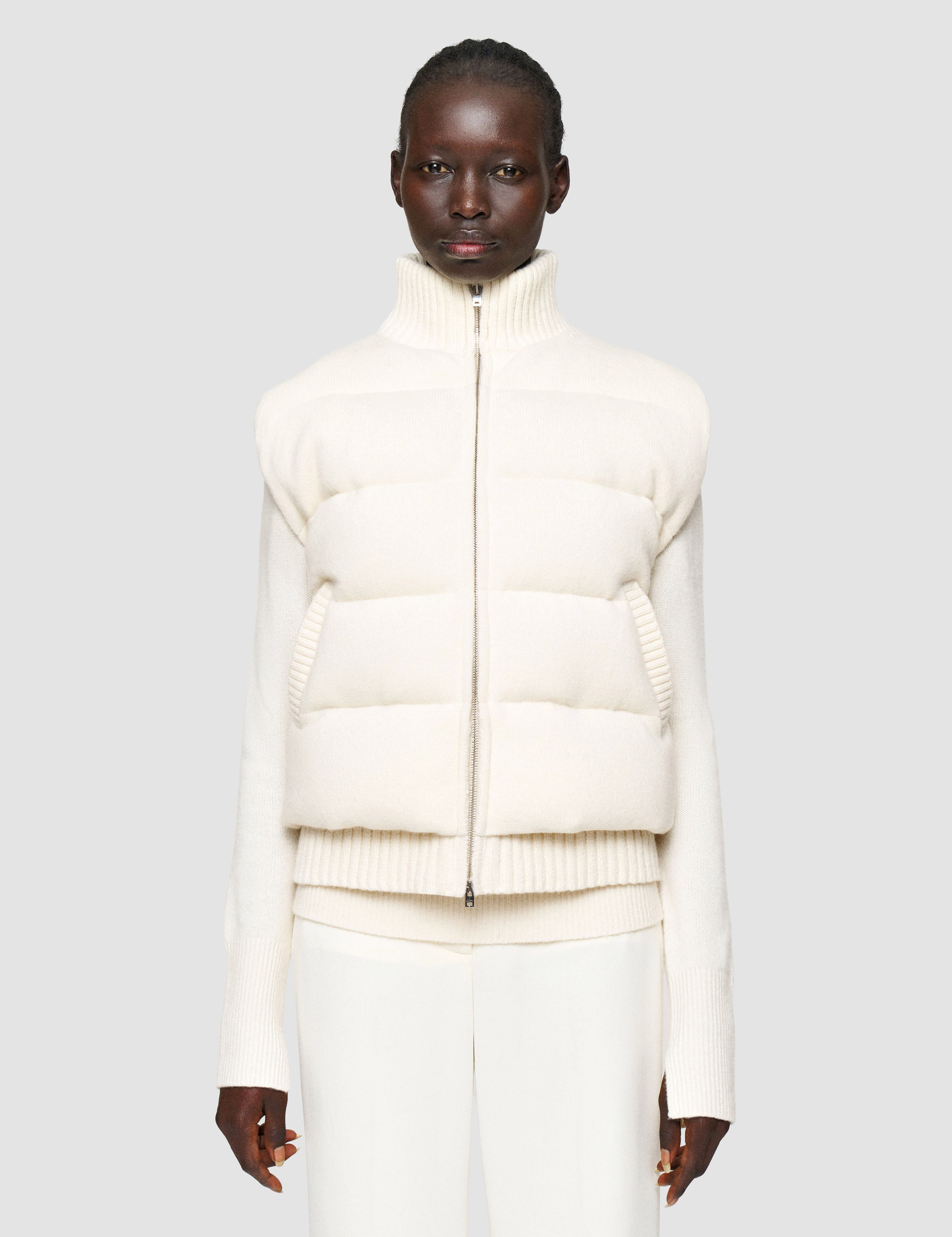 White Knitted Down Puffer Gilet - Joseph