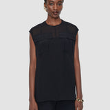 Black Kniza Crepe de Soie Silk Blouse - Joseph