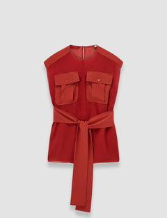 Red Kniza Crepe de Soie Silk Blouse - Joseph