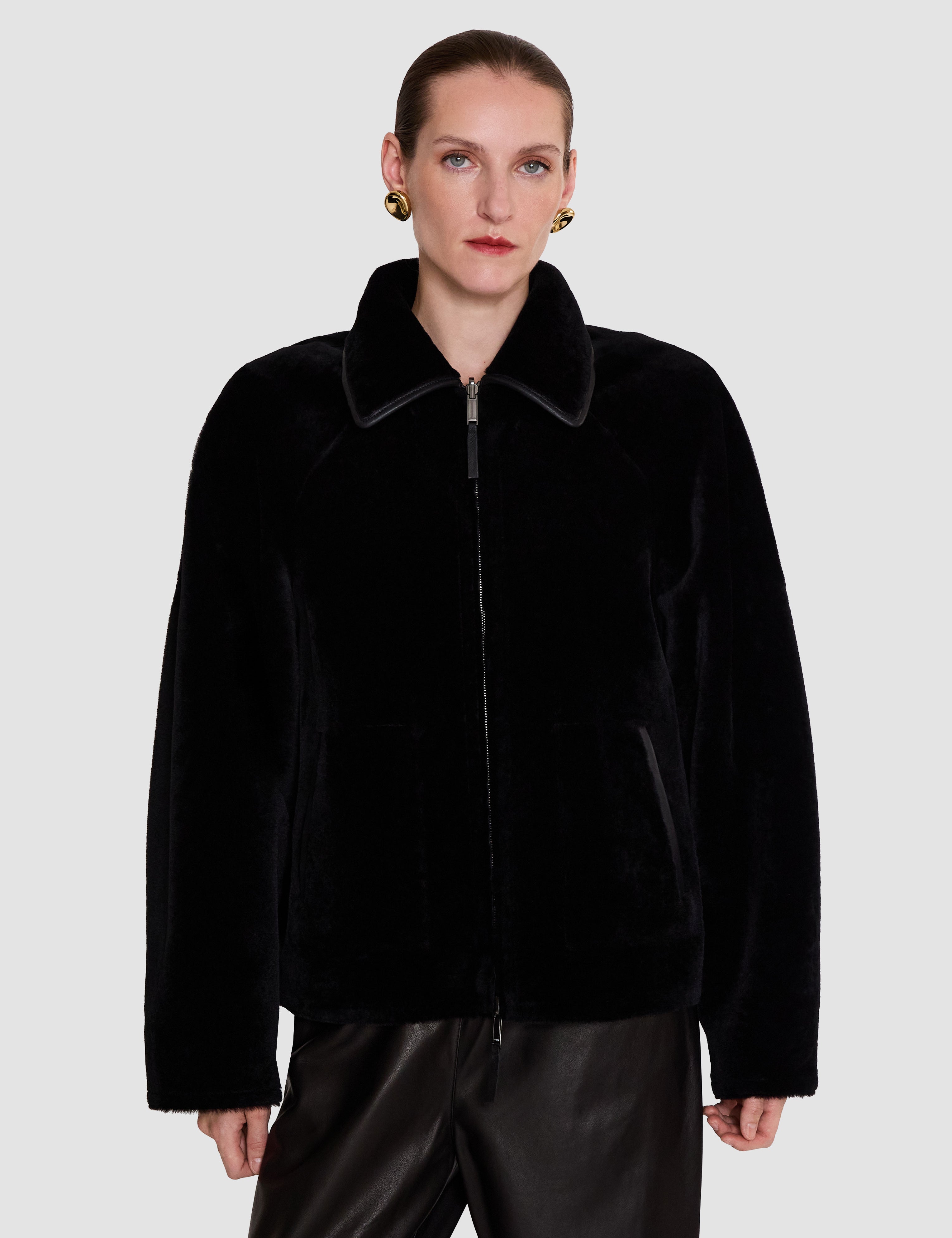 Black Kyro Reversible Soft Shearling Jacket - Joseph