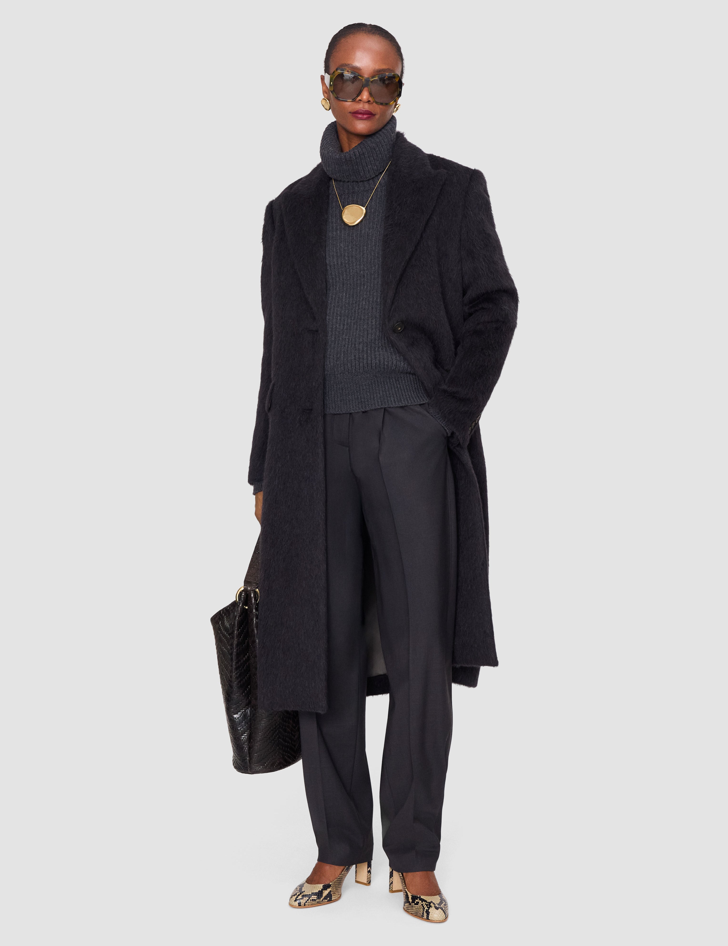 Grey Laia Alpaca Wool Coat - Joseph