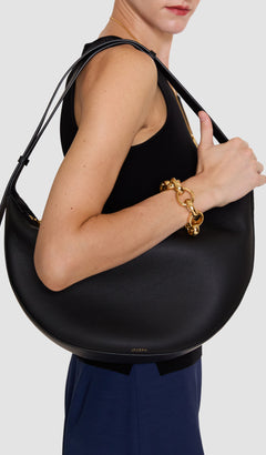 Black Large Bean Leather Bag - Joseph