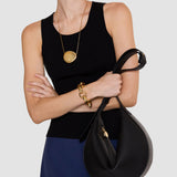 Black Large Bean Leather Bag - Joseph