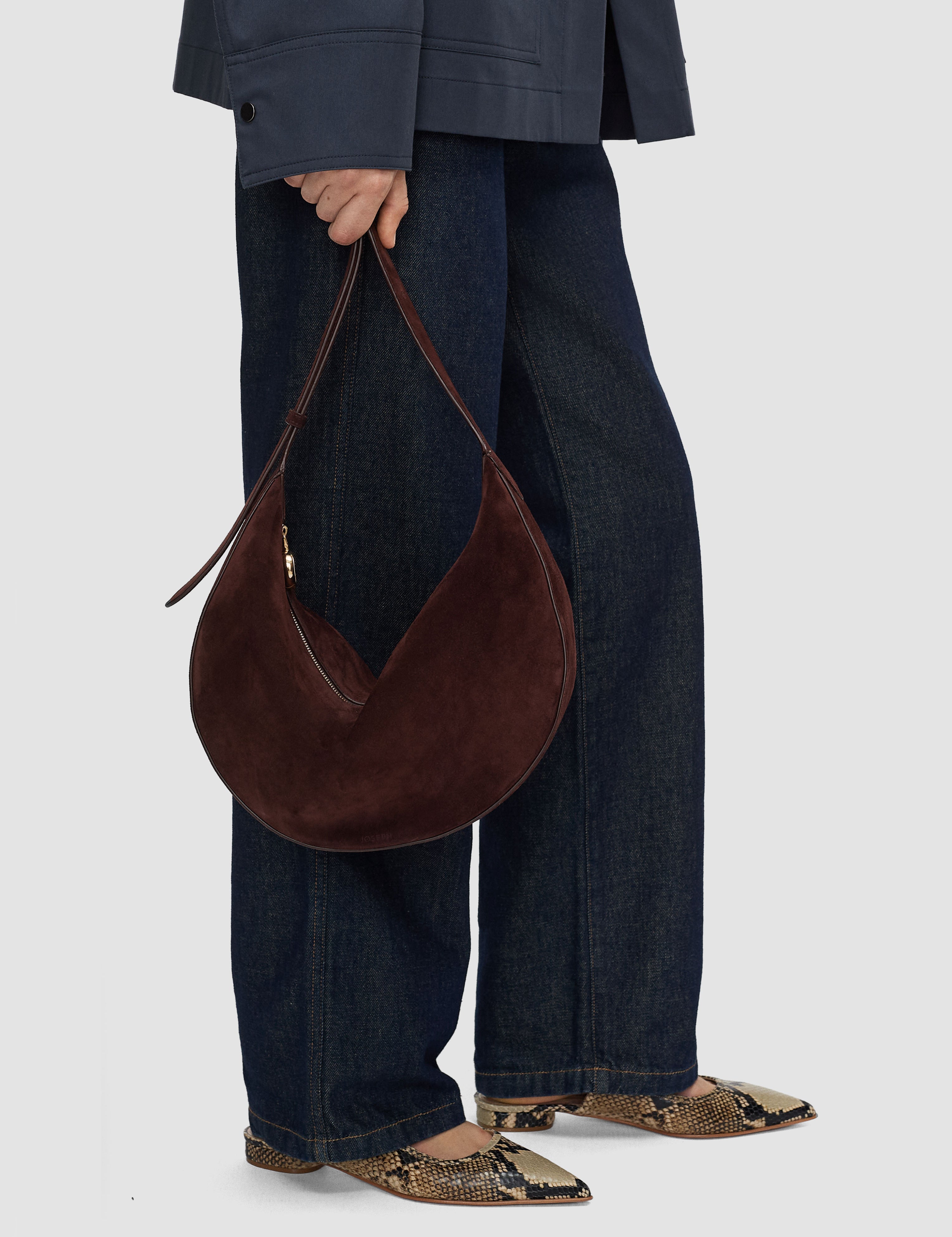Purple Large Bean Suede Bag - Joseph