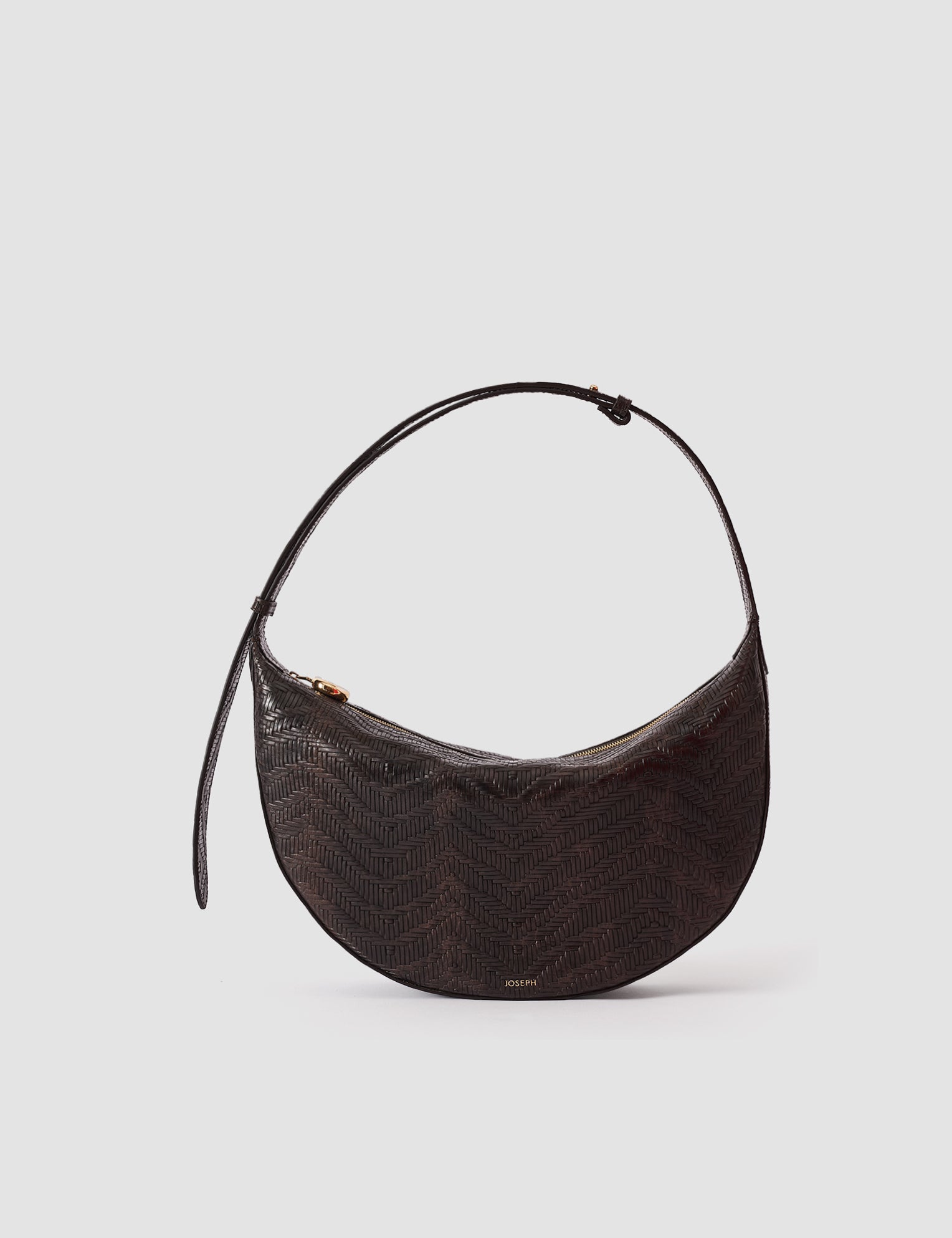 Brown Large Bean Woven Leather Bag - Joseph