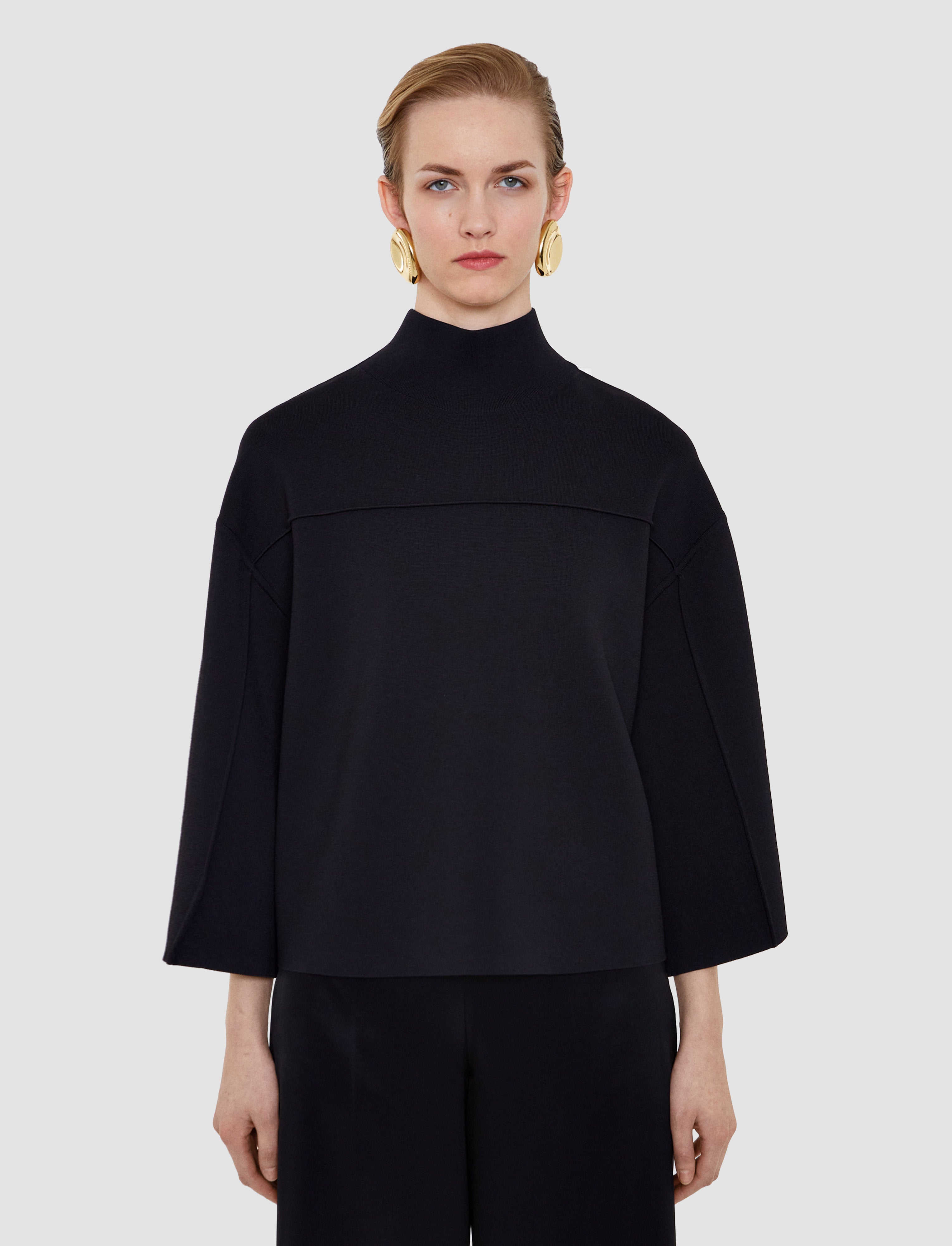 ブラック-larrey-compact-milano-knit-トップ-JOSEPH