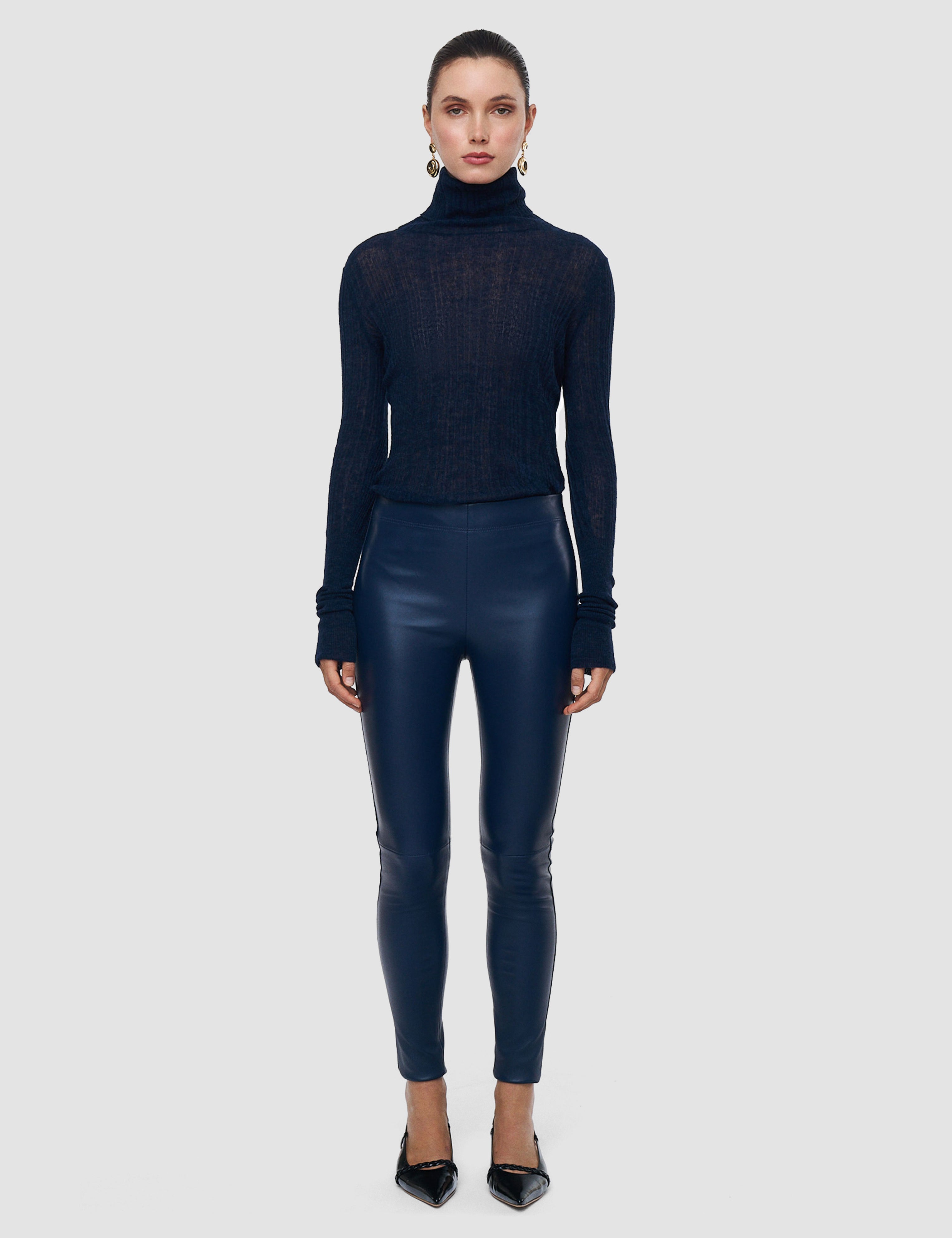 Blue Leather Stretch Leggings - Joseph
