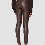 Brown Leather Stretch Leggings - Joseph