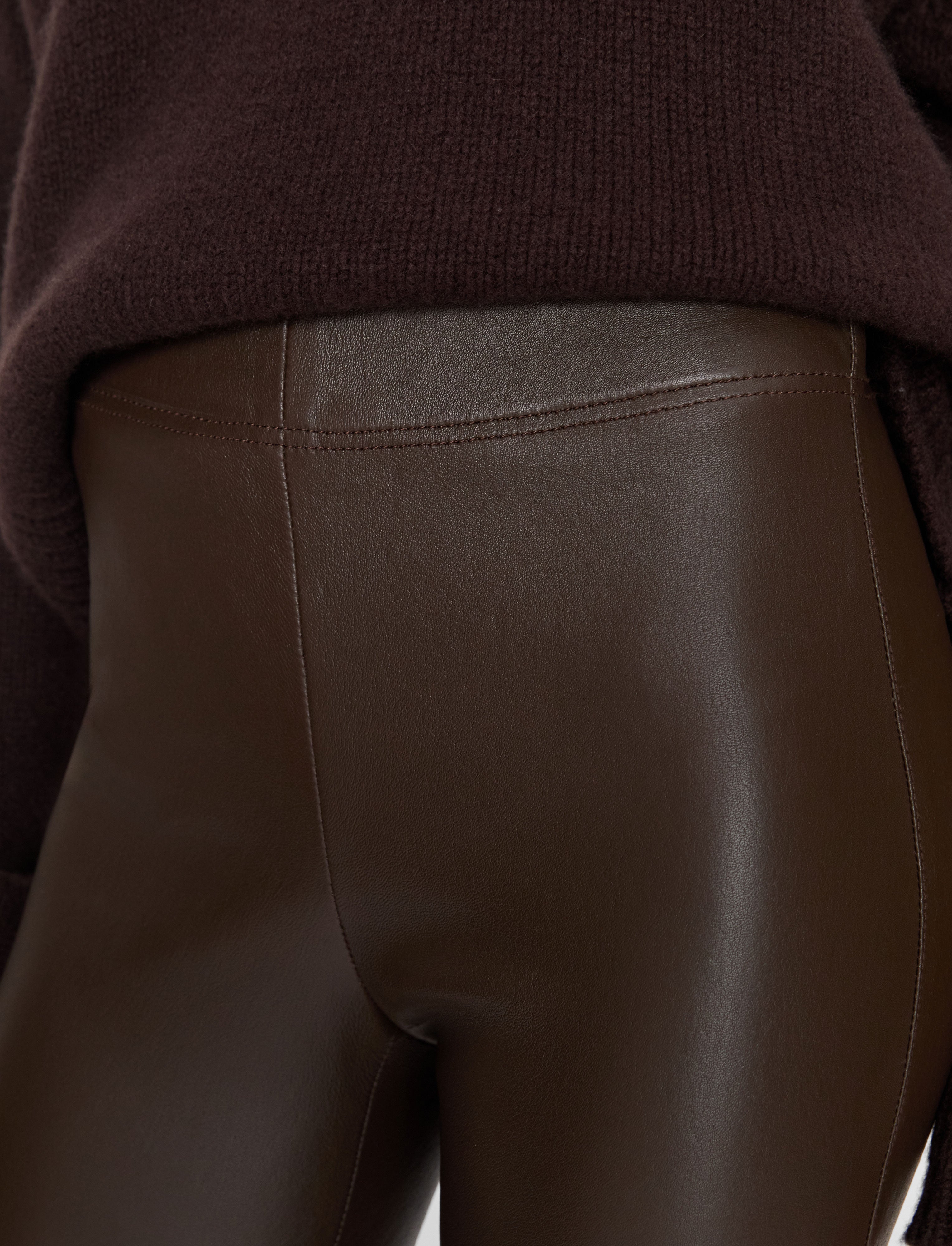Leather Stretch レギンス - 茶色 | JOSEPH JP
