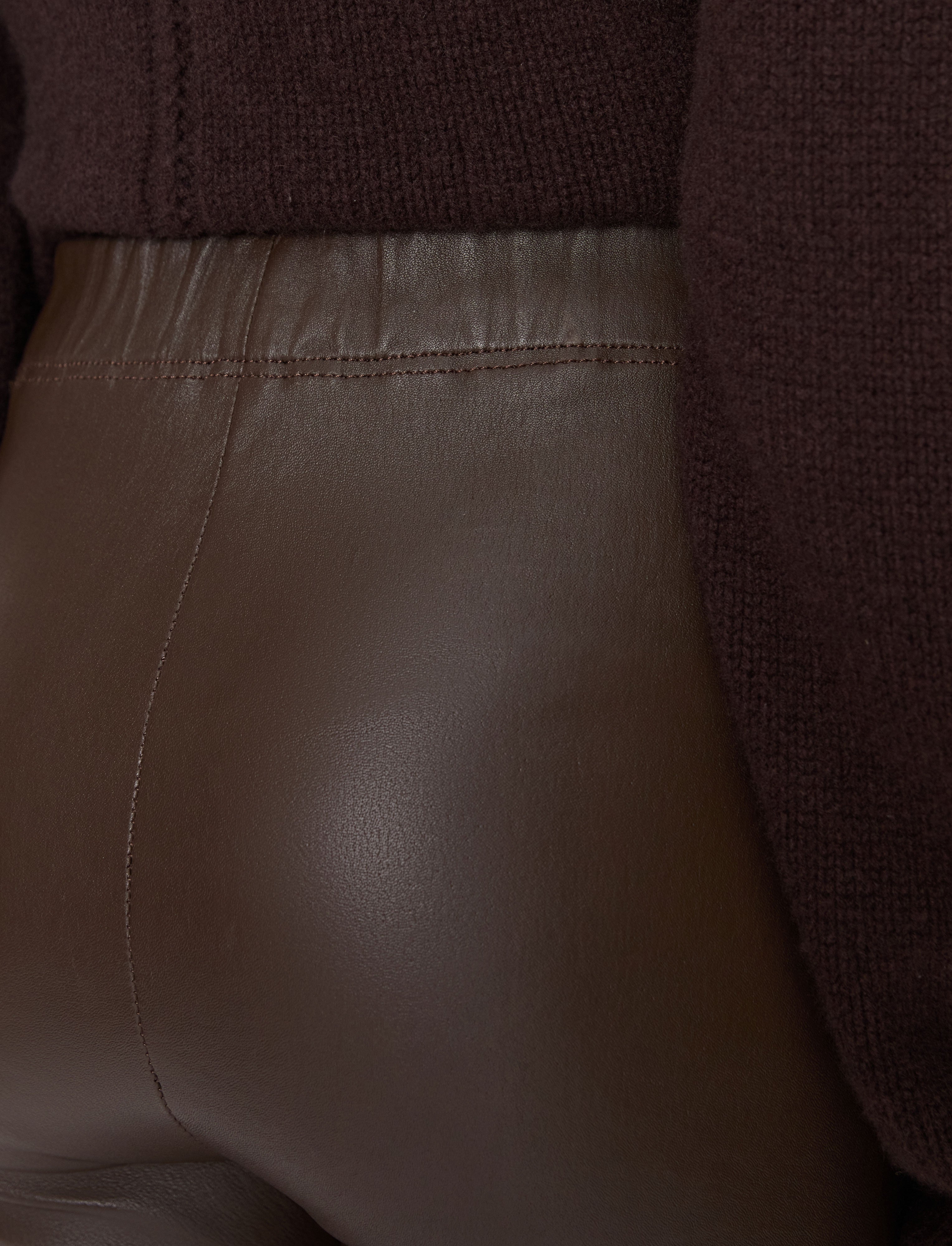 Leather Stretch レギンス - 茶色 | JOSEPH JP