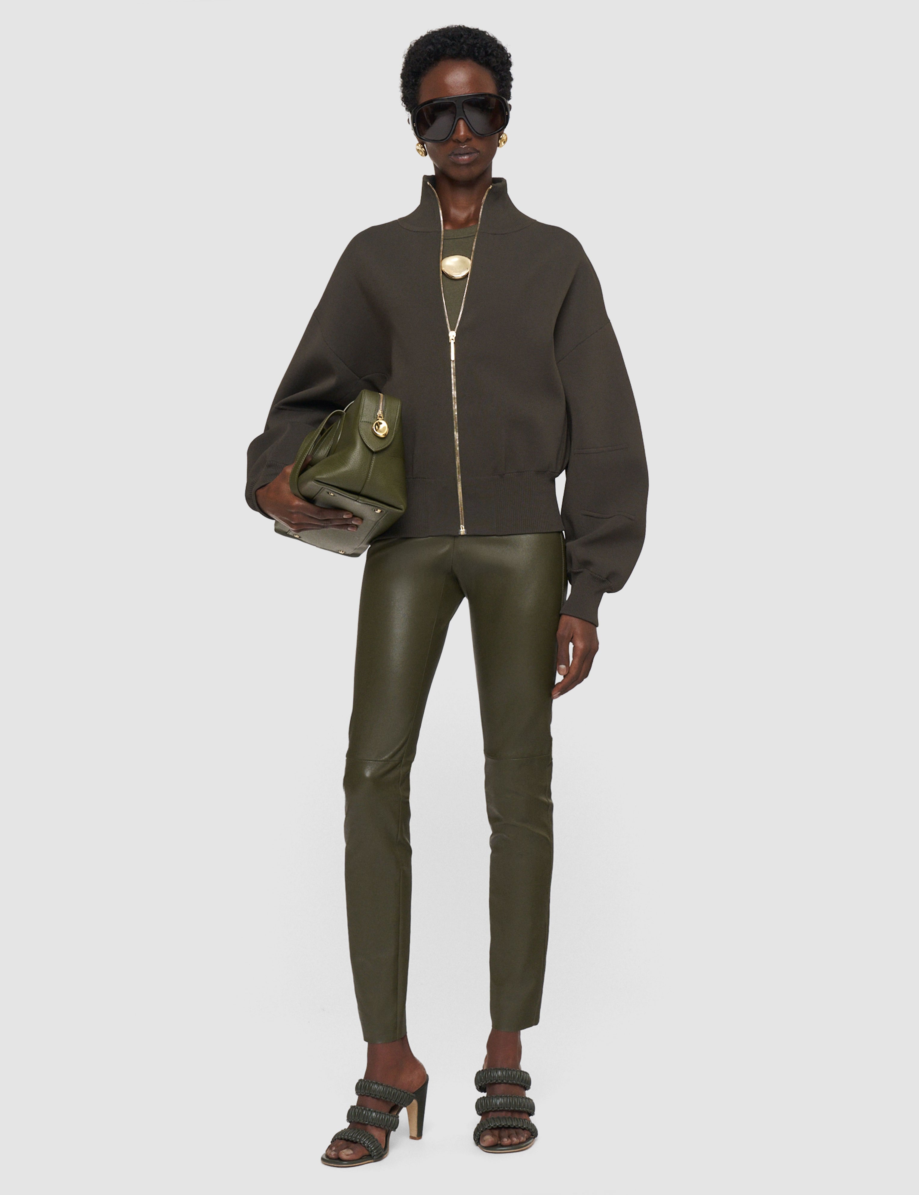 Green Leather Stretch Leggings - Joseph