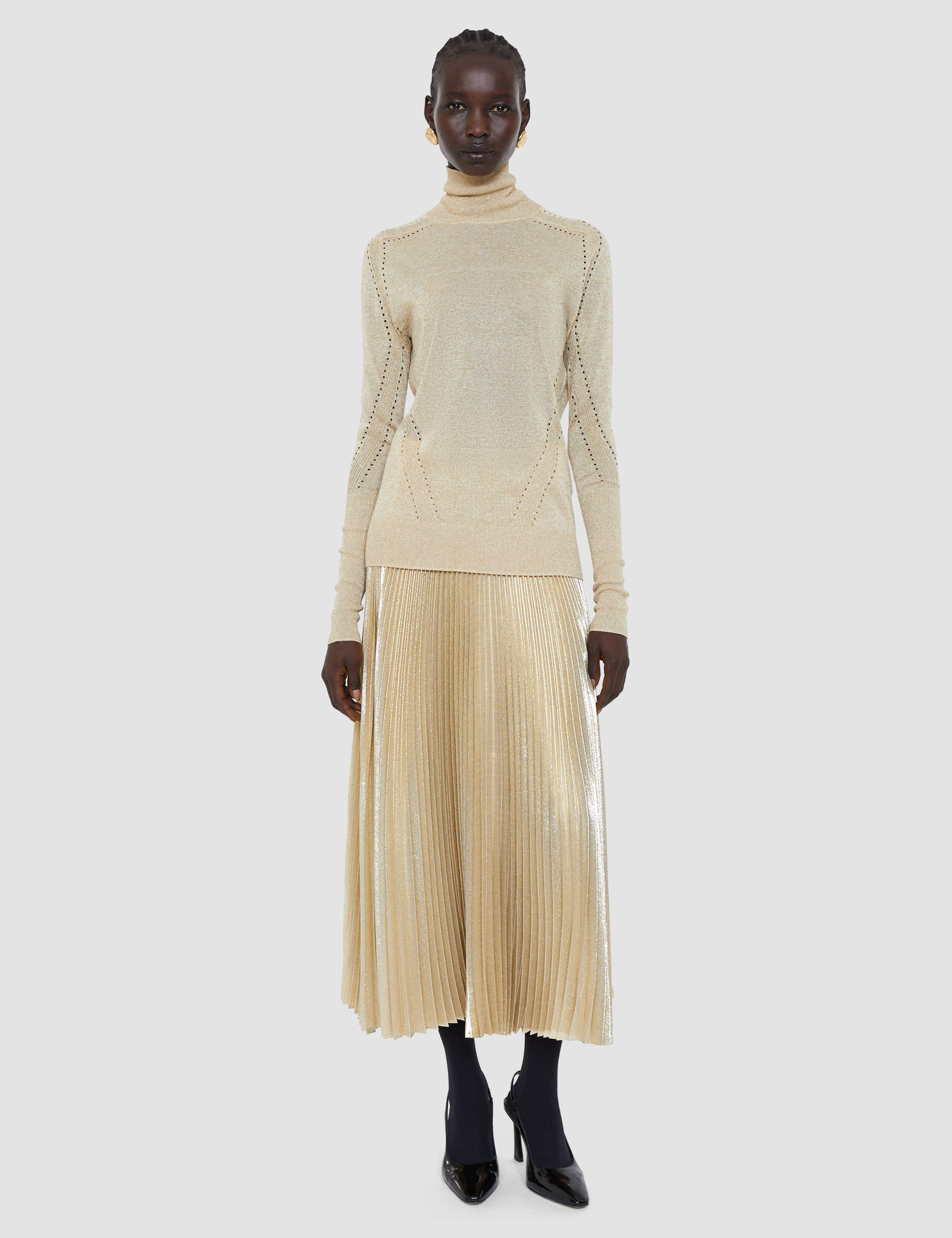 Gold Leblanc Lurex Knit Jumper - Joseph